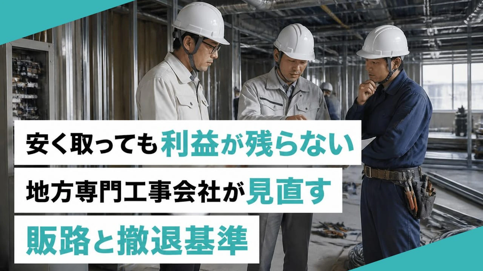 【地方の価格競争対策】安く取っても利益が出ない専門工事会社の撤退基準