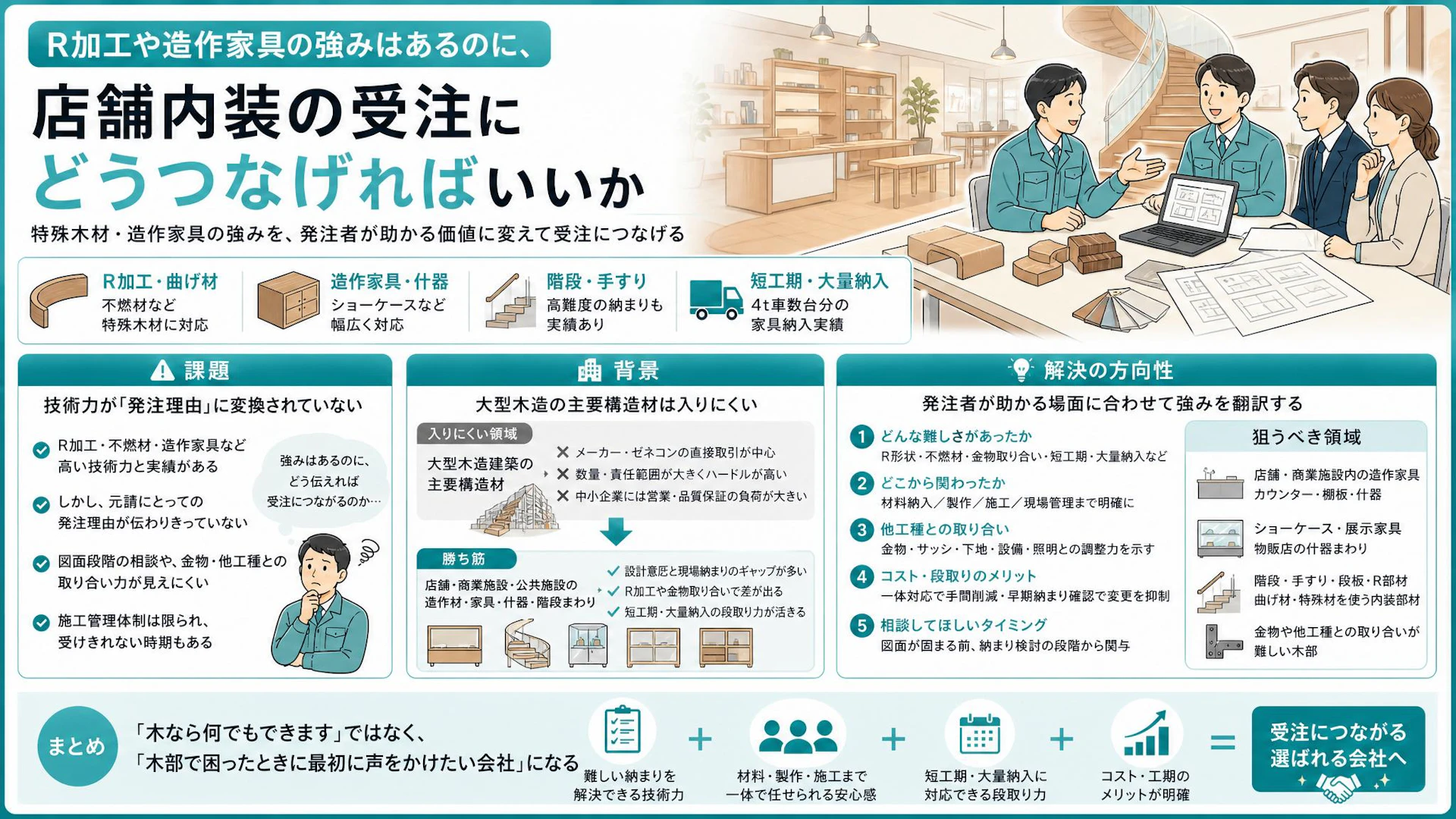 特殊木材・R加工はなぜ受注につながらないのか｜元請に刺さる造作家具の見せ方