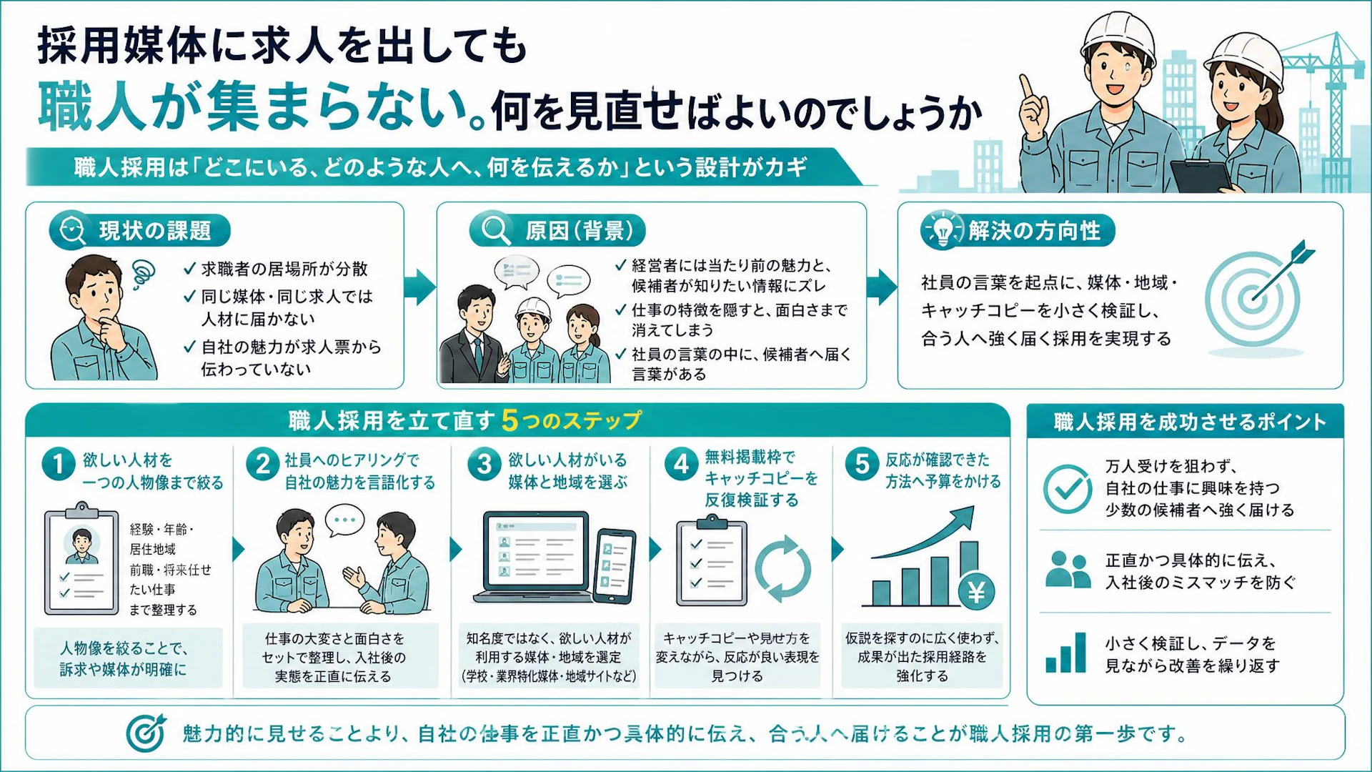 「マンホールの中に入れる仕事」で毎年採用へ｜職人が集まらない会社の求人改善法