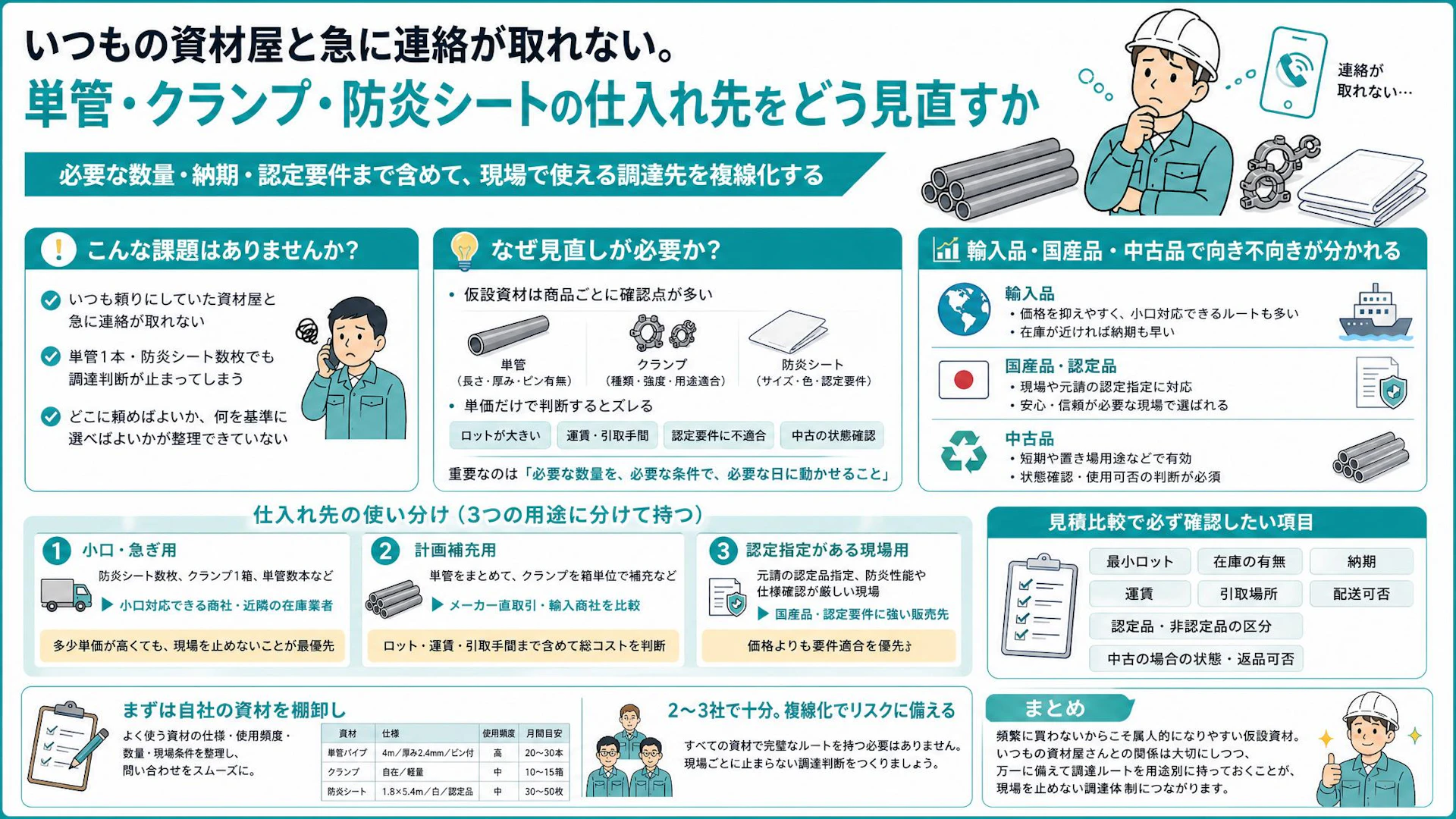 単管1本で現場が止まる前に｜仮設資材の仕入れ先を複線化する実務
