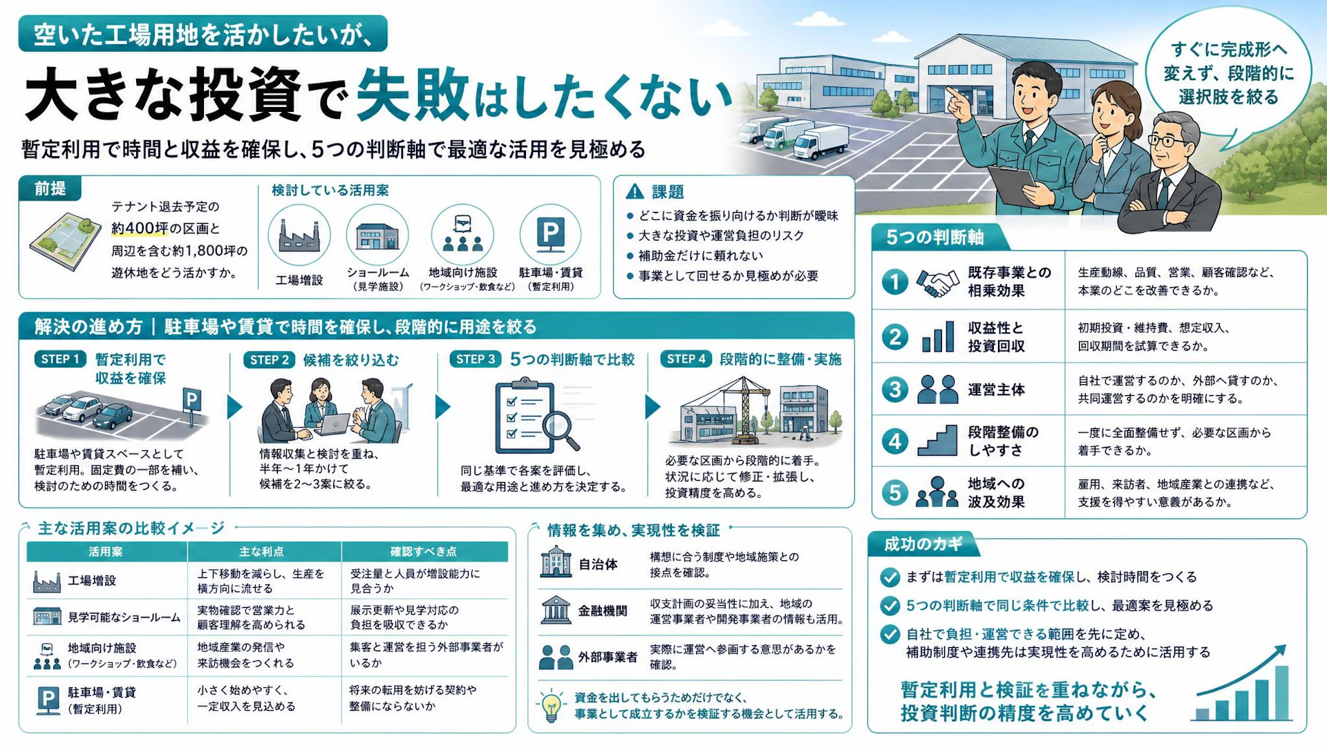 テナント退去で空く約400坪、すぐ建てない選択｜造作家具会社の遊休地活用5つの判断軸