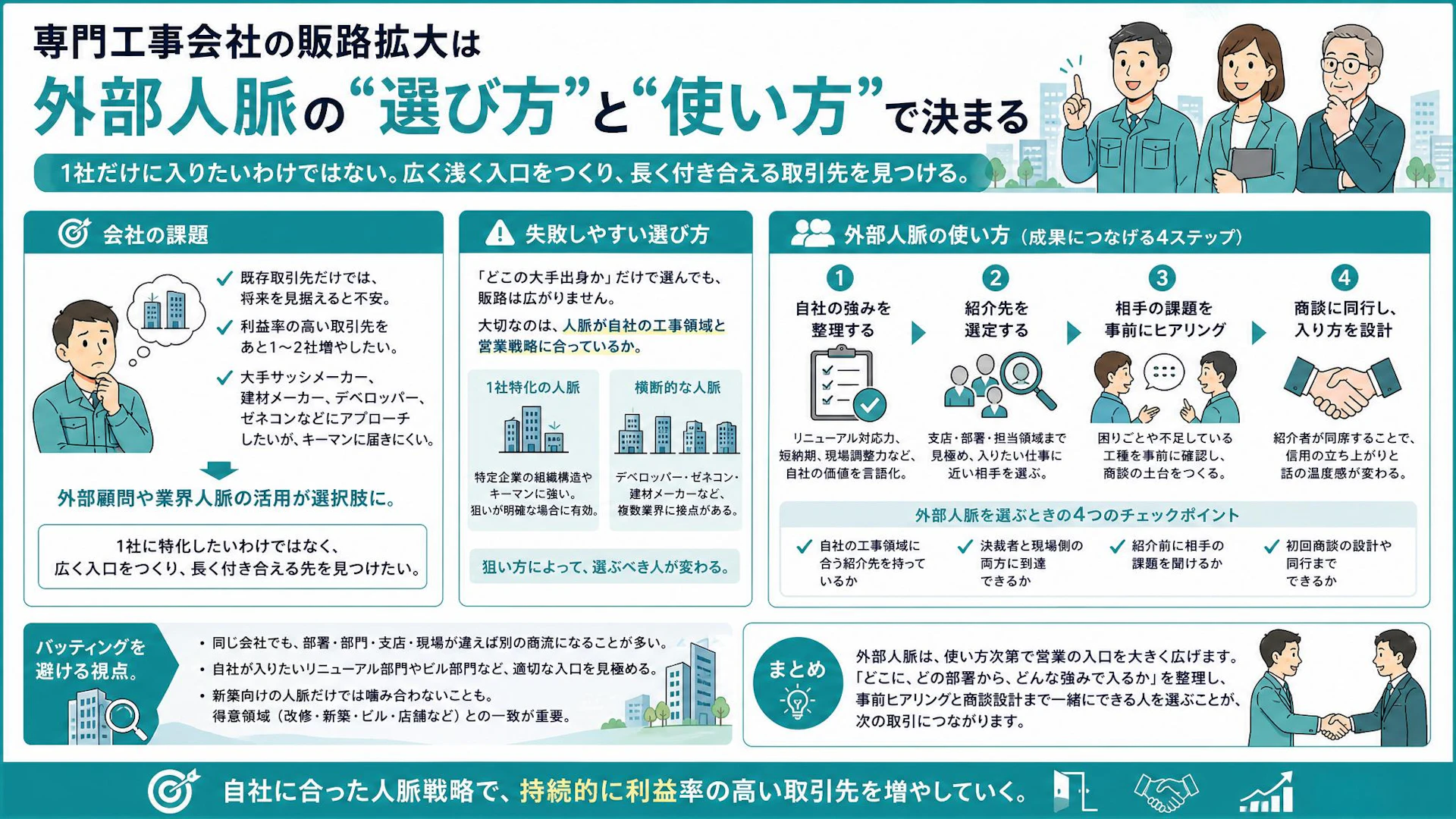 外部顧問の肩書きだけでは販路は広がらない｜専門工事会社が大手人脈を選ぶ基準