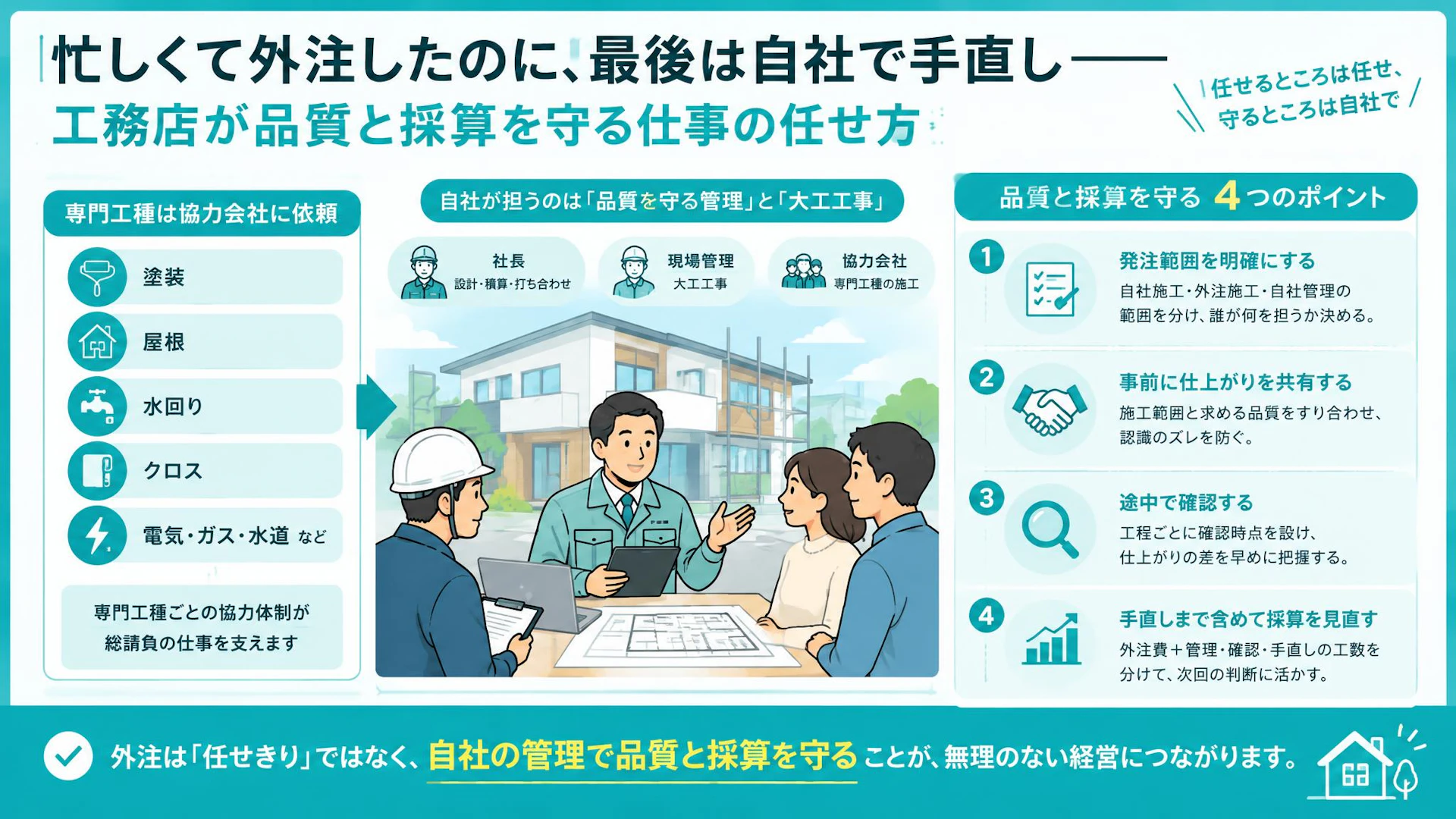 外注したのに最後は自社で手直し…工務店の品質と採算を守る外注管理