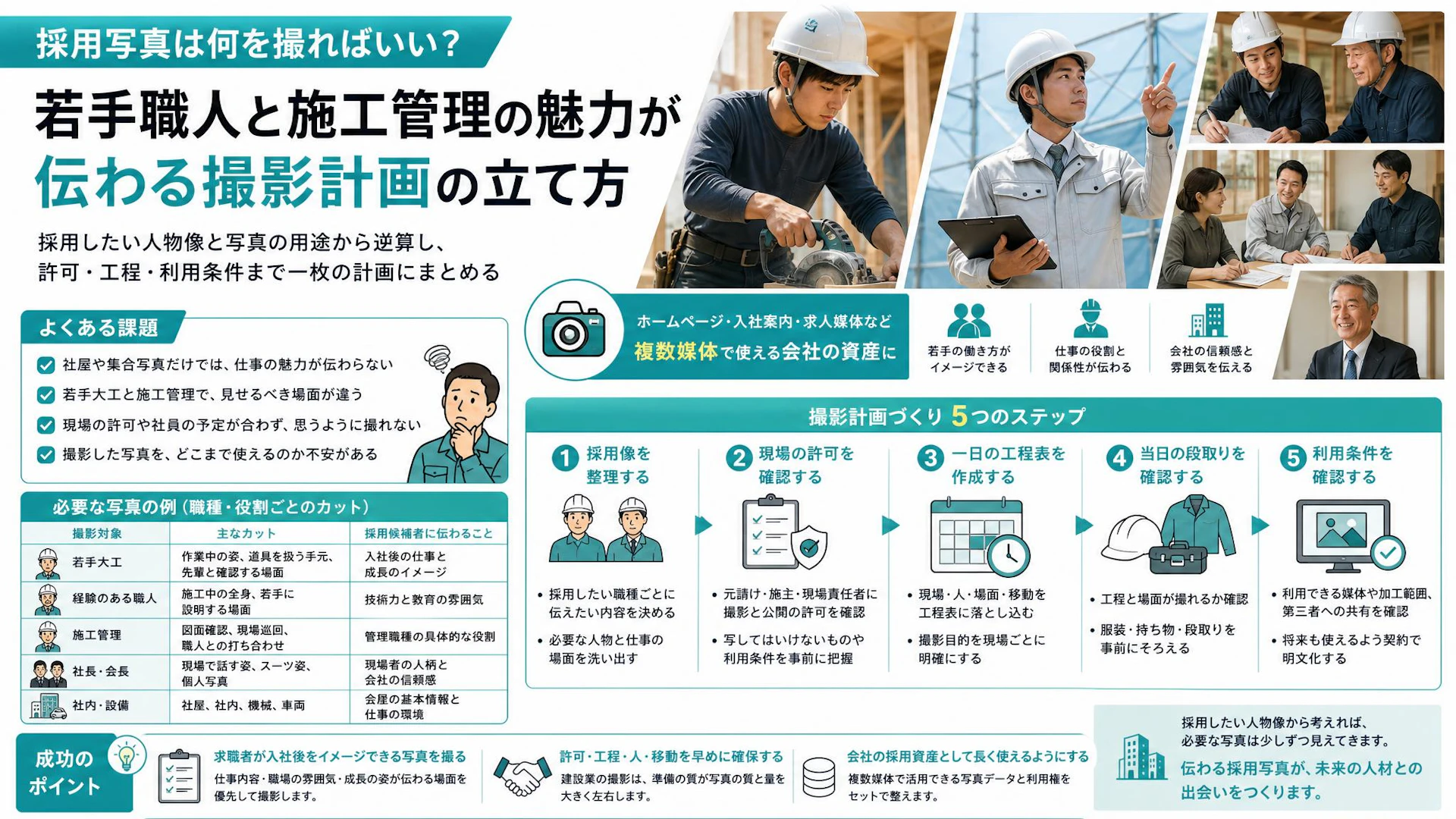 「集合写真だけでは仕事が見えない」建設会社の採用写真を資産に変える撮影計画