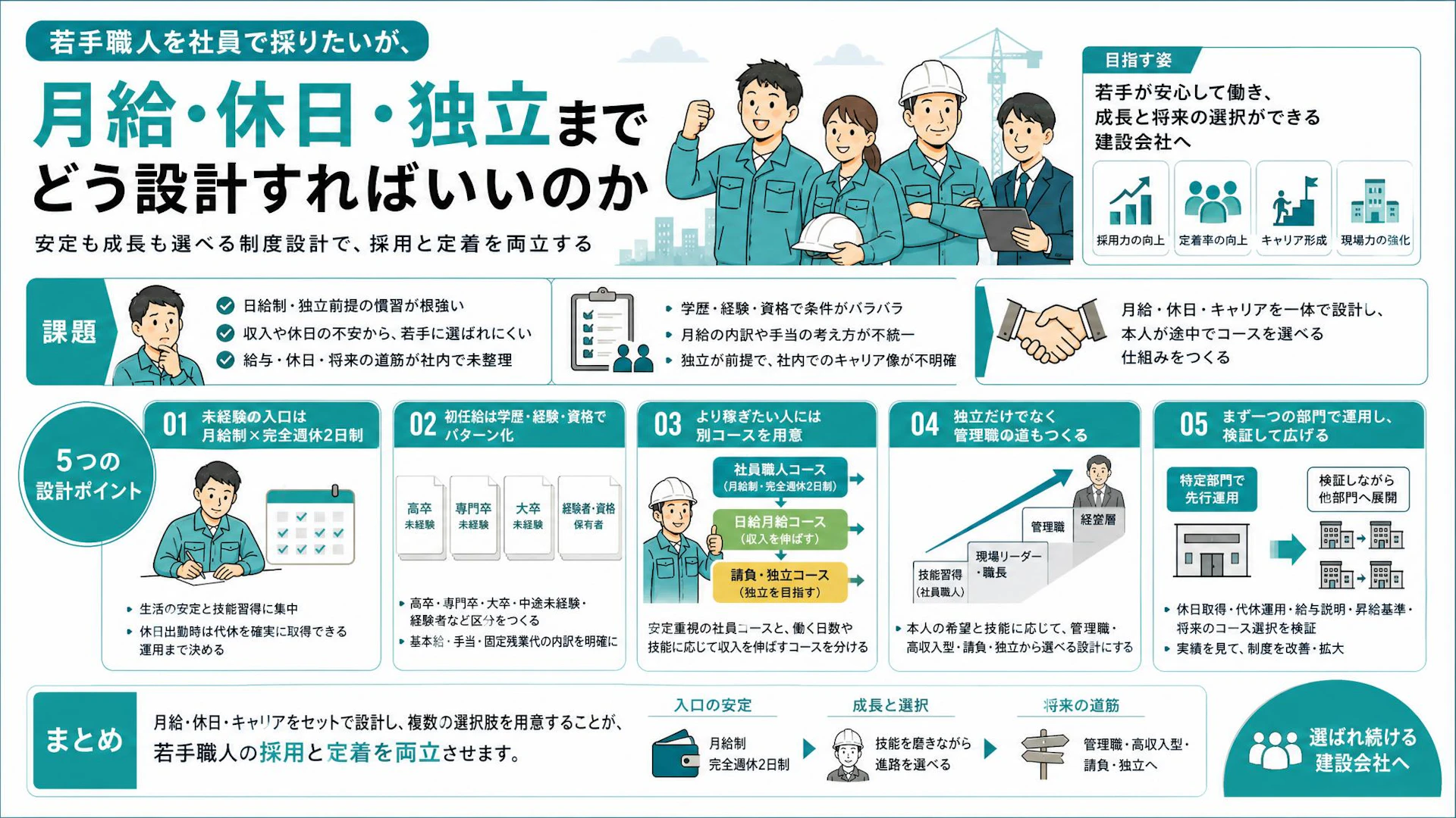 若手職人は独立前提では採れない。月給・完全週休2日・選べる進路でつくる社員職人制度