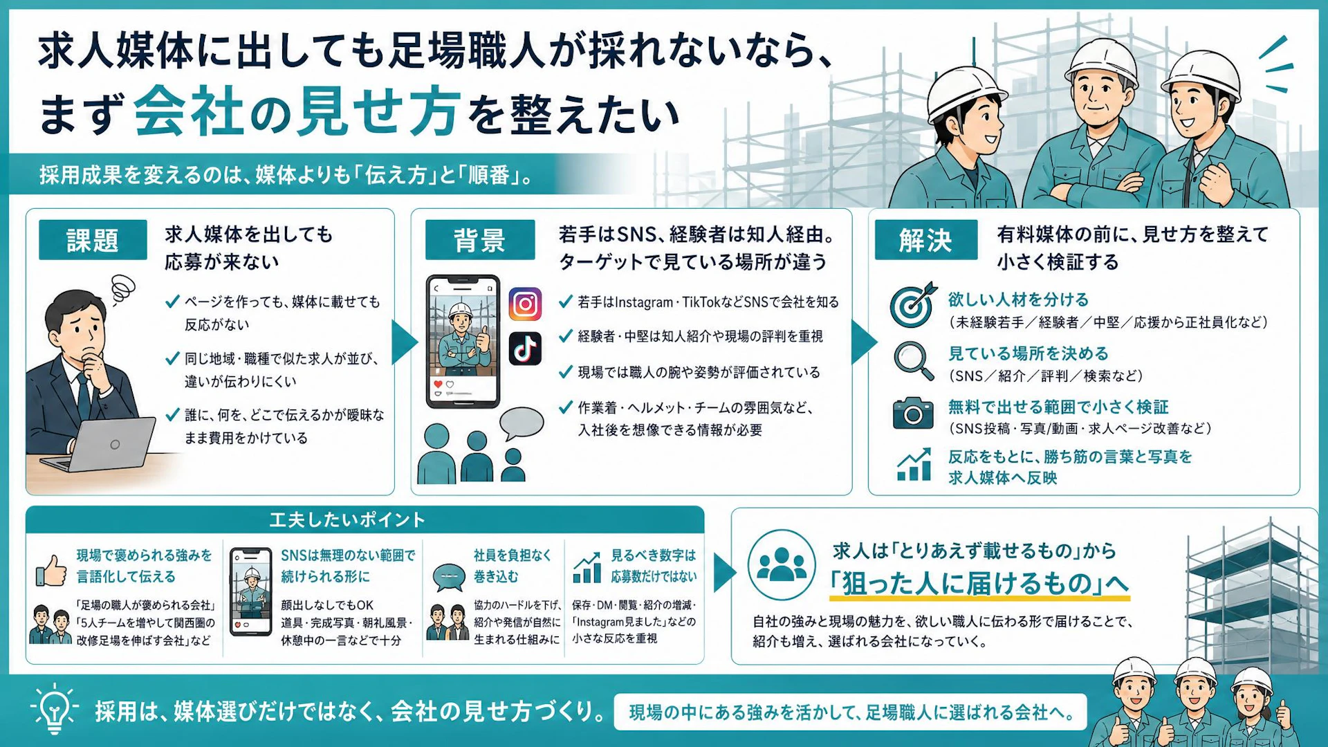「あと10人おってもいい」のに応募が来ない足場会社へ｜求人媒体の前に直すべき採用の見せ方