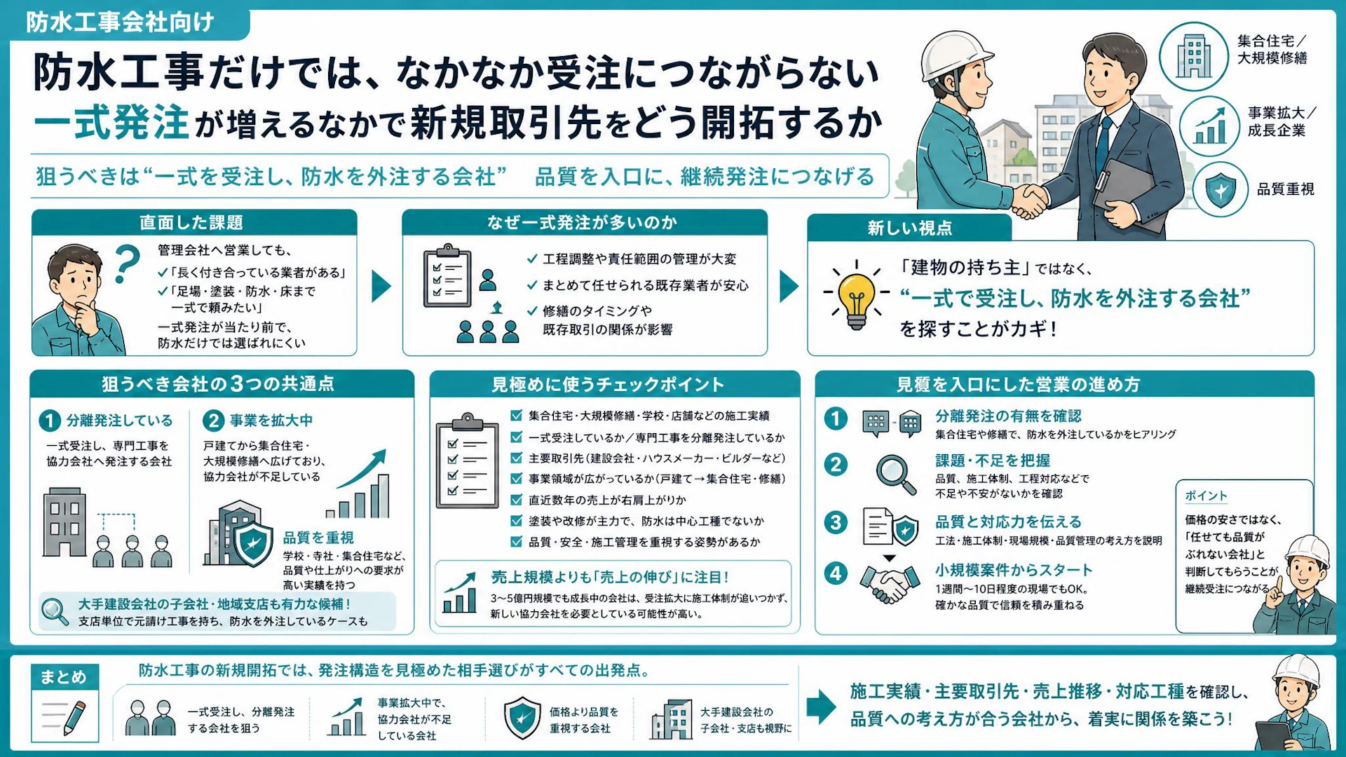 防水工事の新規開拓、管理会社100社弱でも動かない理由｜狙うべきは防水を外注する元請け