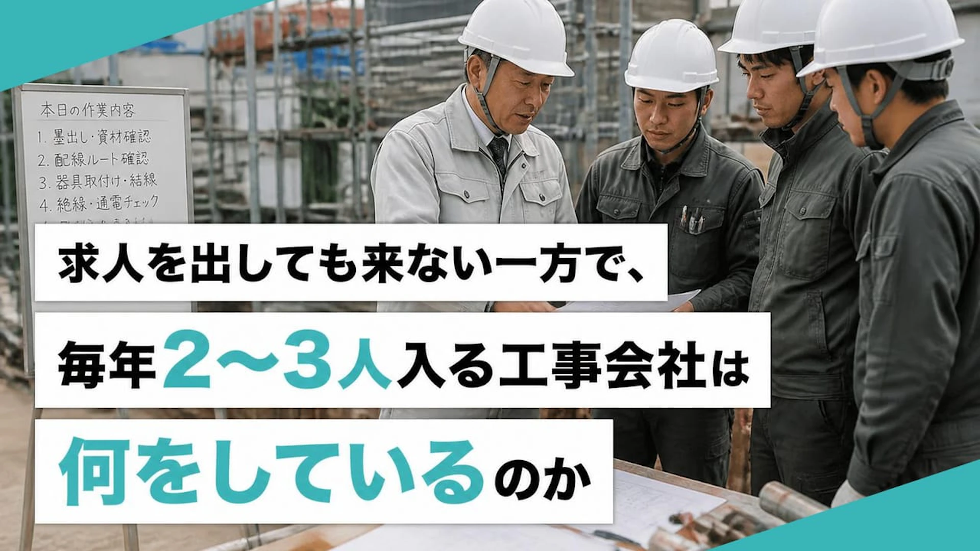 求人を出しても応募が来ない専門工事会社へ｜若手が毎年2〜3人入る会社の採用の仕組み