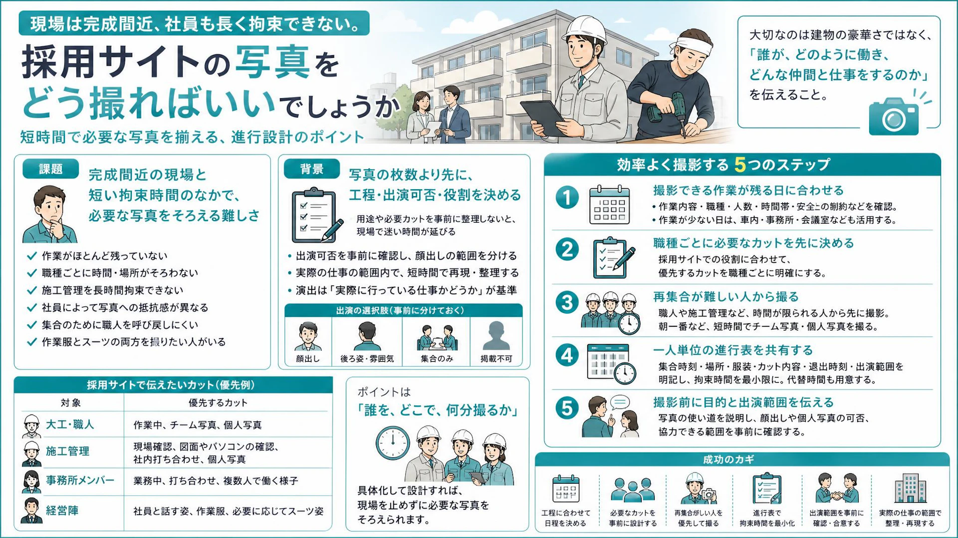 完成9割の現場でも採用写真は撮れる｜職人を長時間拘束しない撮影段取り
