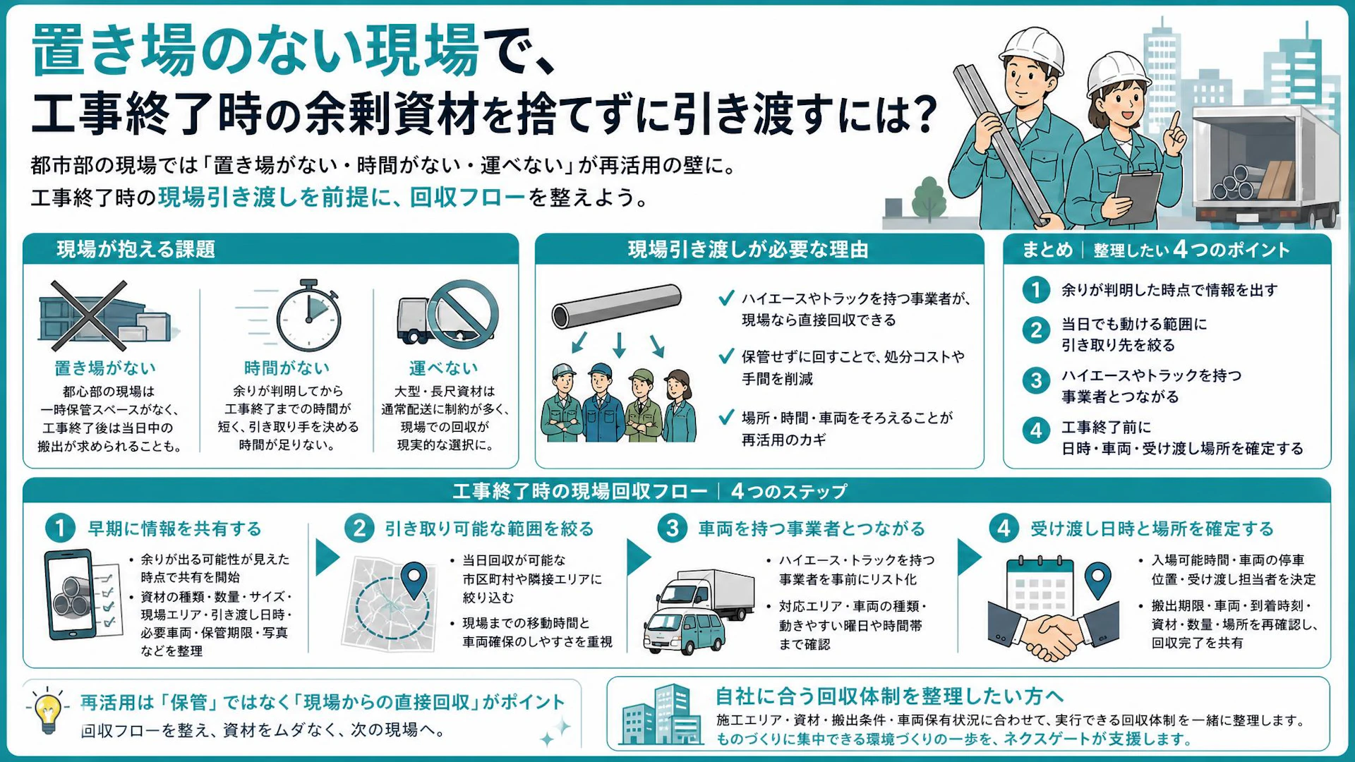 都心現場の余剰資材はなぜ捨てられる？倉庫なし・当日搬出でも回す直接回収の設計