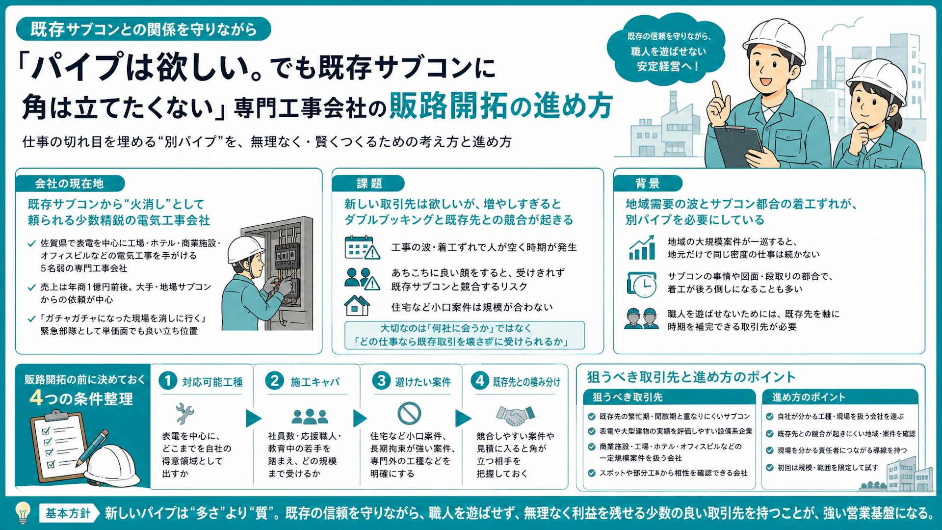 パイプは作りすぎてもいかん佐賀の電気工事会社に学ぶ、既存サブコンを壊さない販路開拓