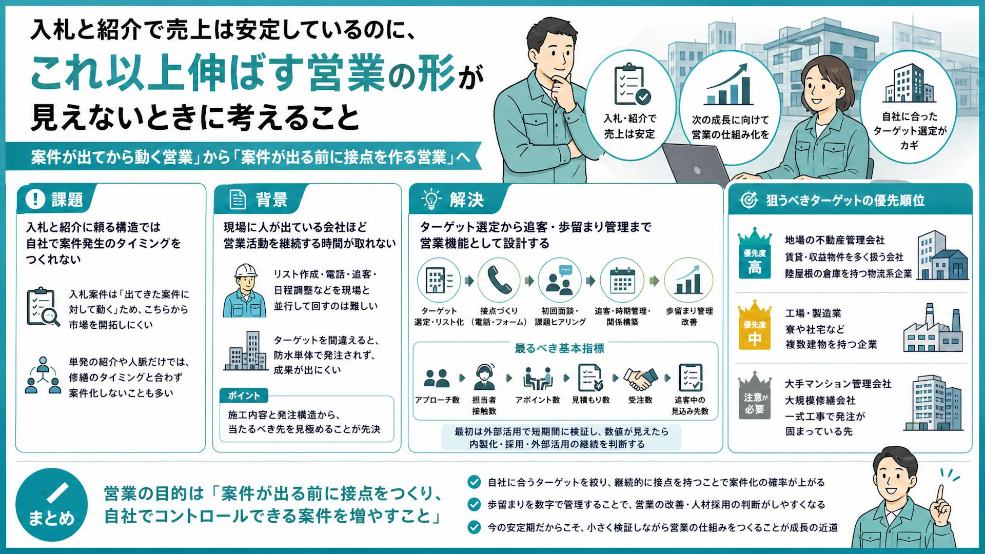 宝くじみたいな入札案件だけでは伸びない、防水工事会社が次に作るべき新規営業機能