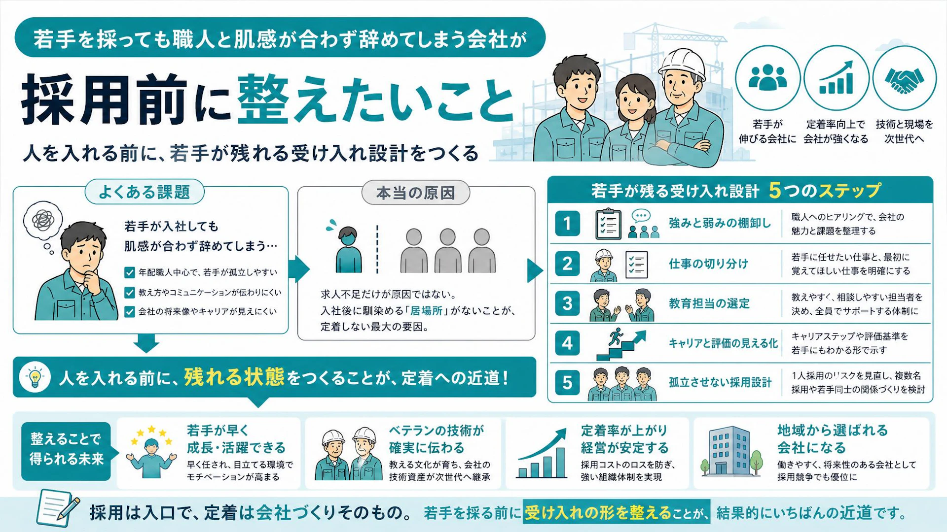 一番若い職人が40代の会社で若手採用は成功するか｜辞めさせない受け入れ設計