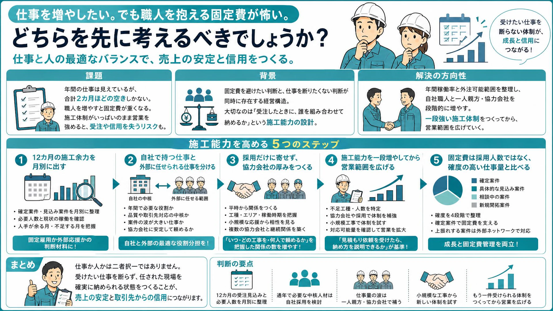 仕事が先か、職人が先か？内装工事会社が採用と協力会社で施工力を増やす順番