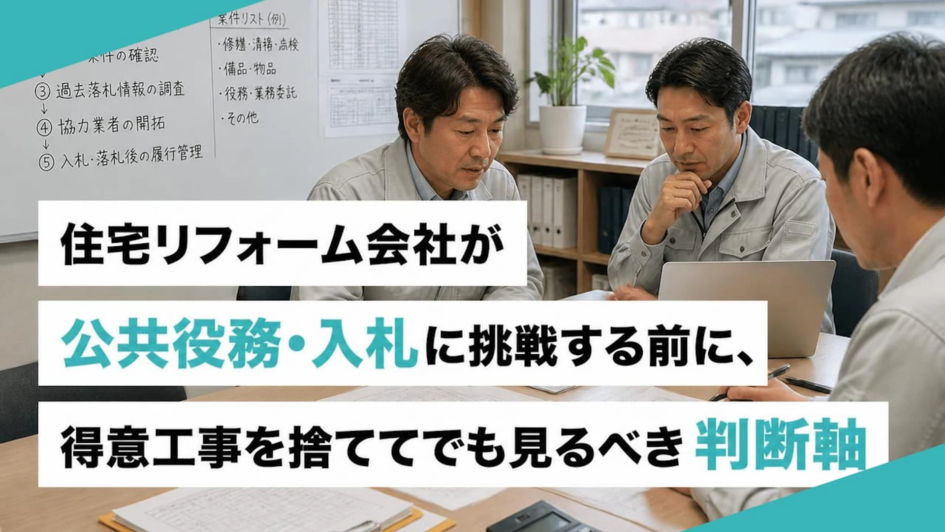 年商1億円台リフォーム会社が公共役務へ向かう前に見るべき、入札の粗利と社内体制