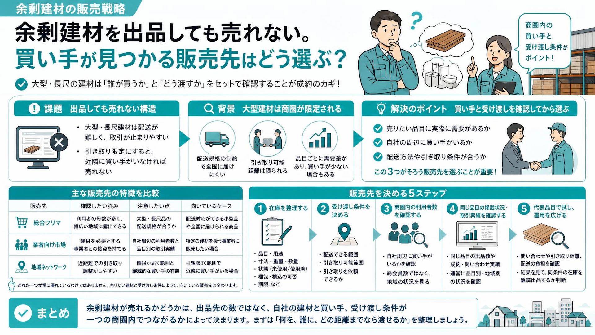 会員数だけ見ても余剰建材は売れない｜地域の買い手と取引実績で選ぶ販売先