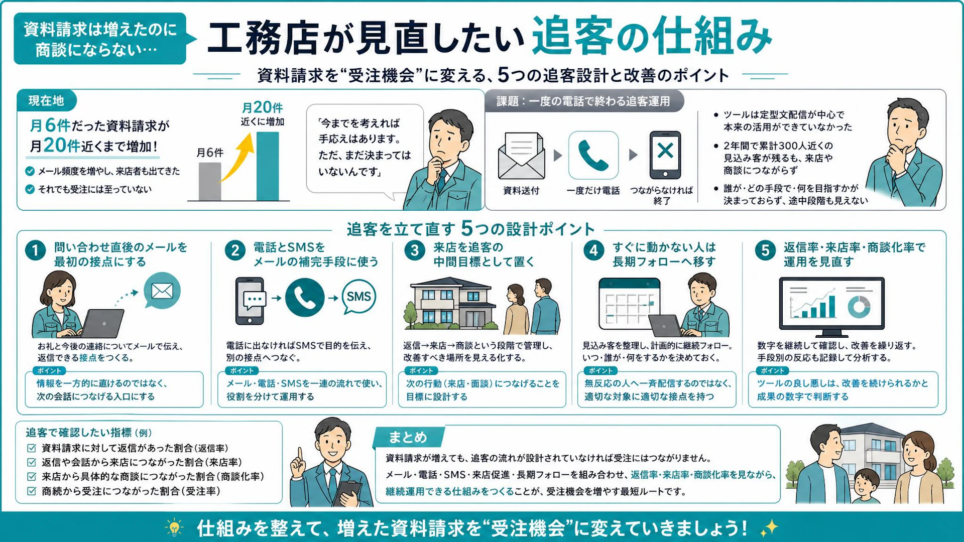 資料請求は月20件、でも受注に届かない｜少人数工務店が見直した住宅追客