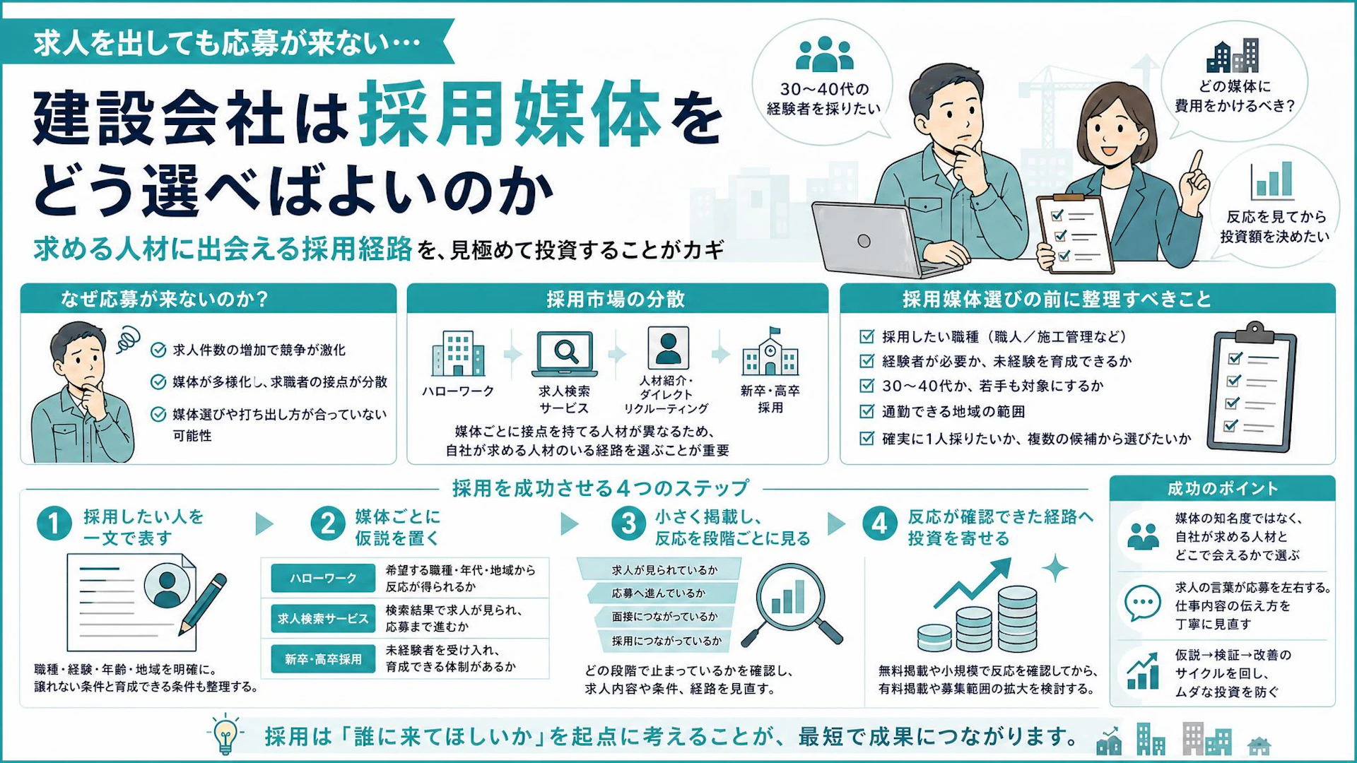 「どこに出せばいい？」建設会社の採用媒体選び｜広告費をかける前の小さな検証法