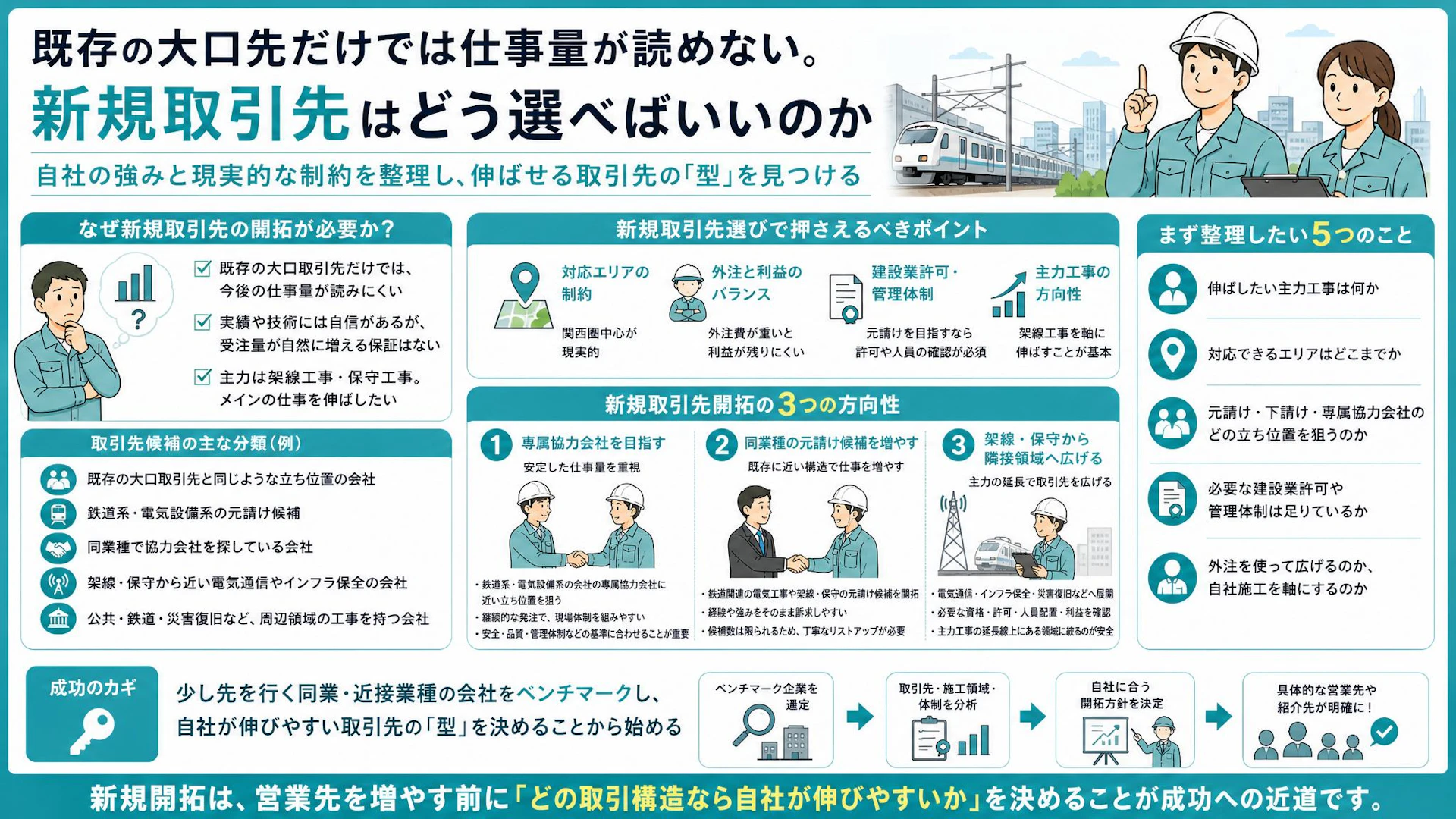 15名弱の架線工事会社が新規取引先を増やす前に決めるべき「受けられる仕事の型」