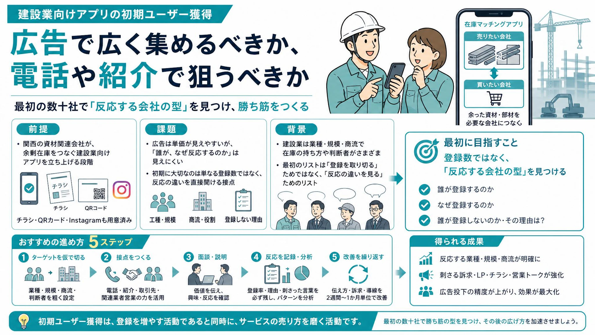 建設業向けアプリの初期ユーザー獲得｜広告より先に見るべき「反応する会社」の見つけ方