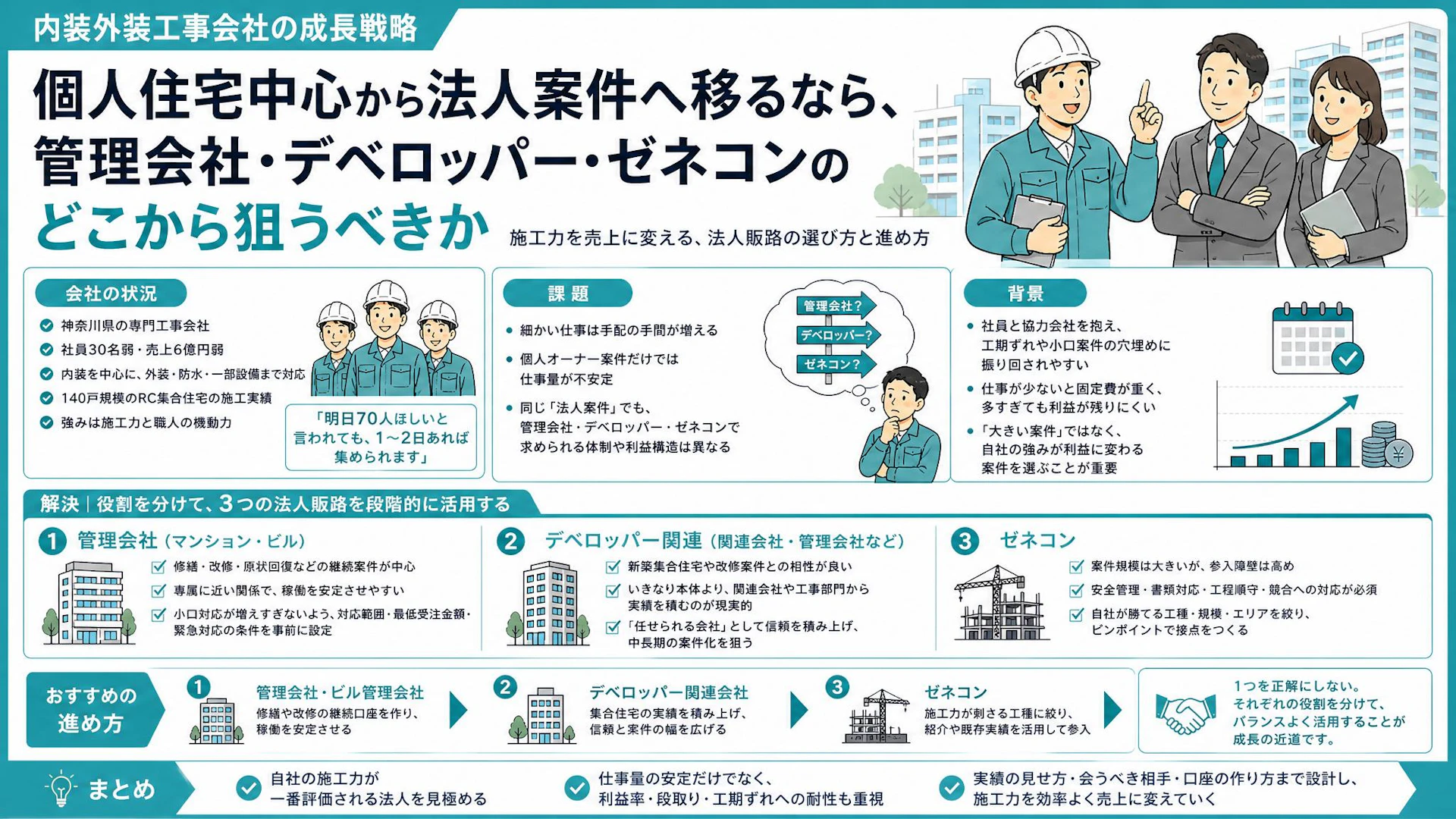 個人住宅中心から法人継続取引へ｜30名弱の内装外装会社が管理会社・デベ・ゼネコンをどう狙うか