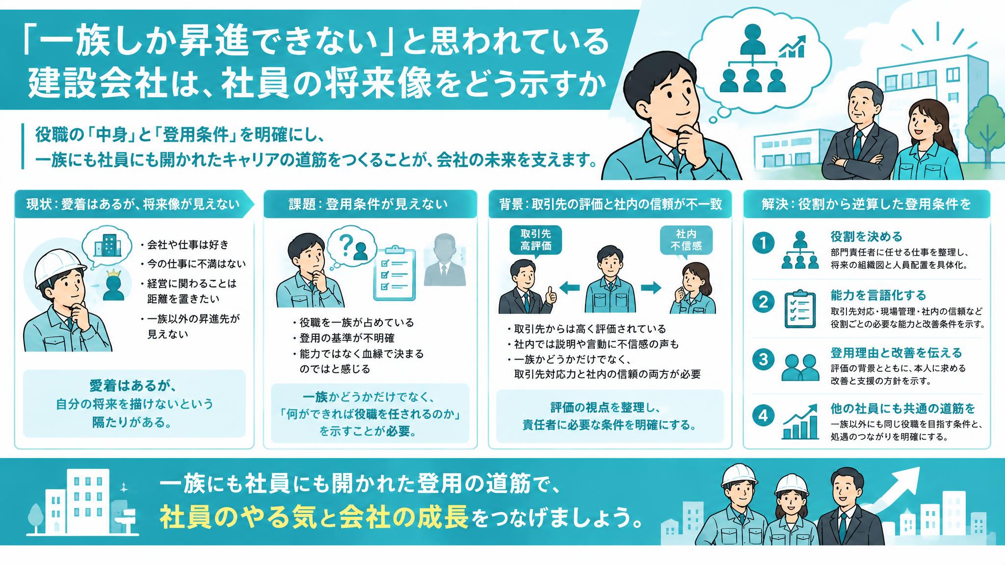 一族しか昇進できない」を変える、建設会社の登用・評価基準のつくり方