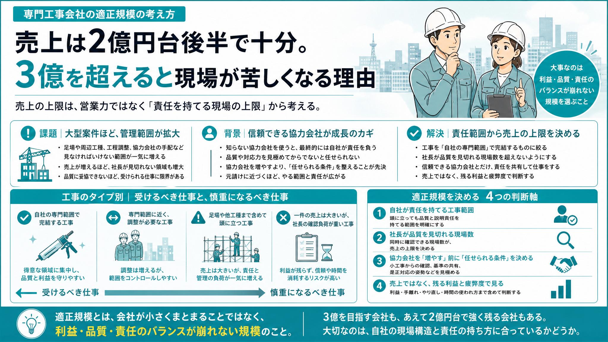専門工事会社の適正売上はどう決める？「3億はやりたくない」防水会社
