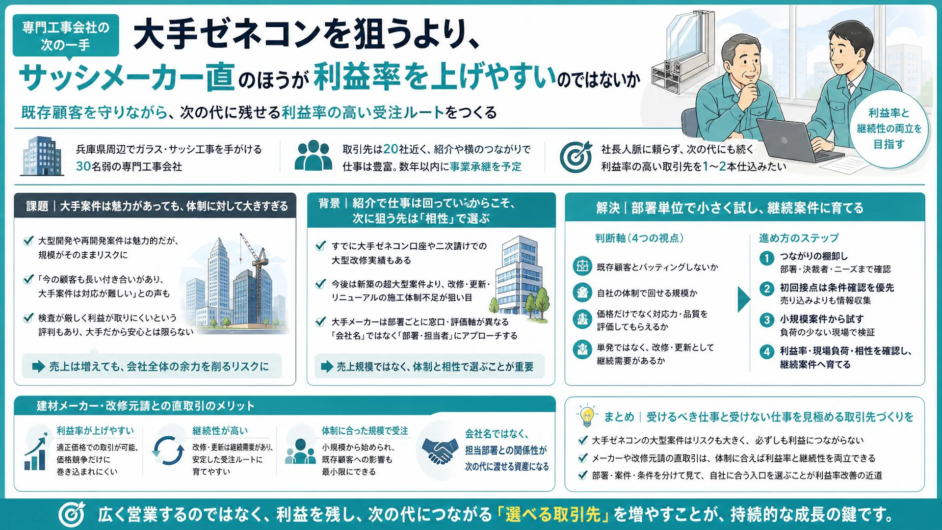 大手ゼネコンよりメーカー直？ガラス・サッシ工事会社が利益率を上げる受注ルート