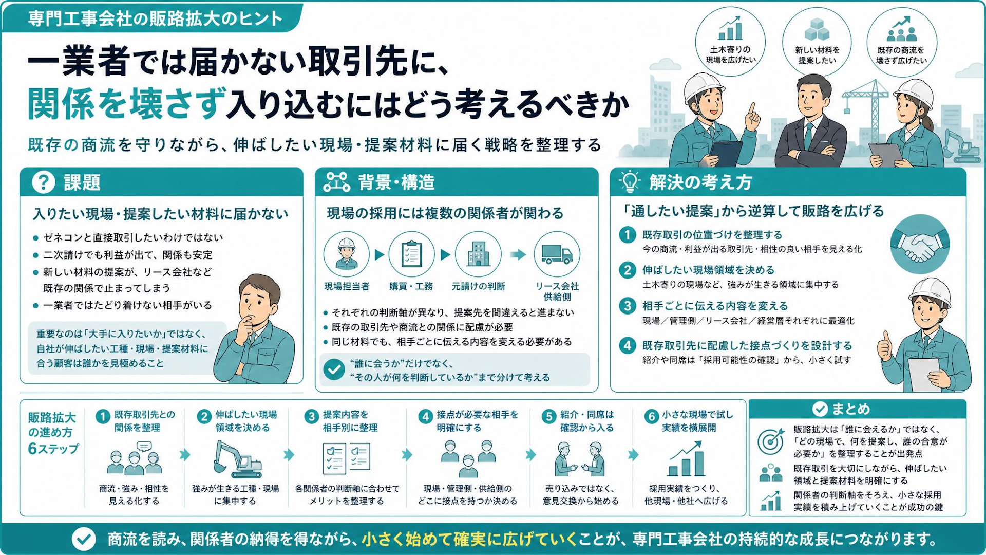 「ゼネコンが欲しいわけじゃない」二次請け専門工事会社の販路拡大は商流設計から