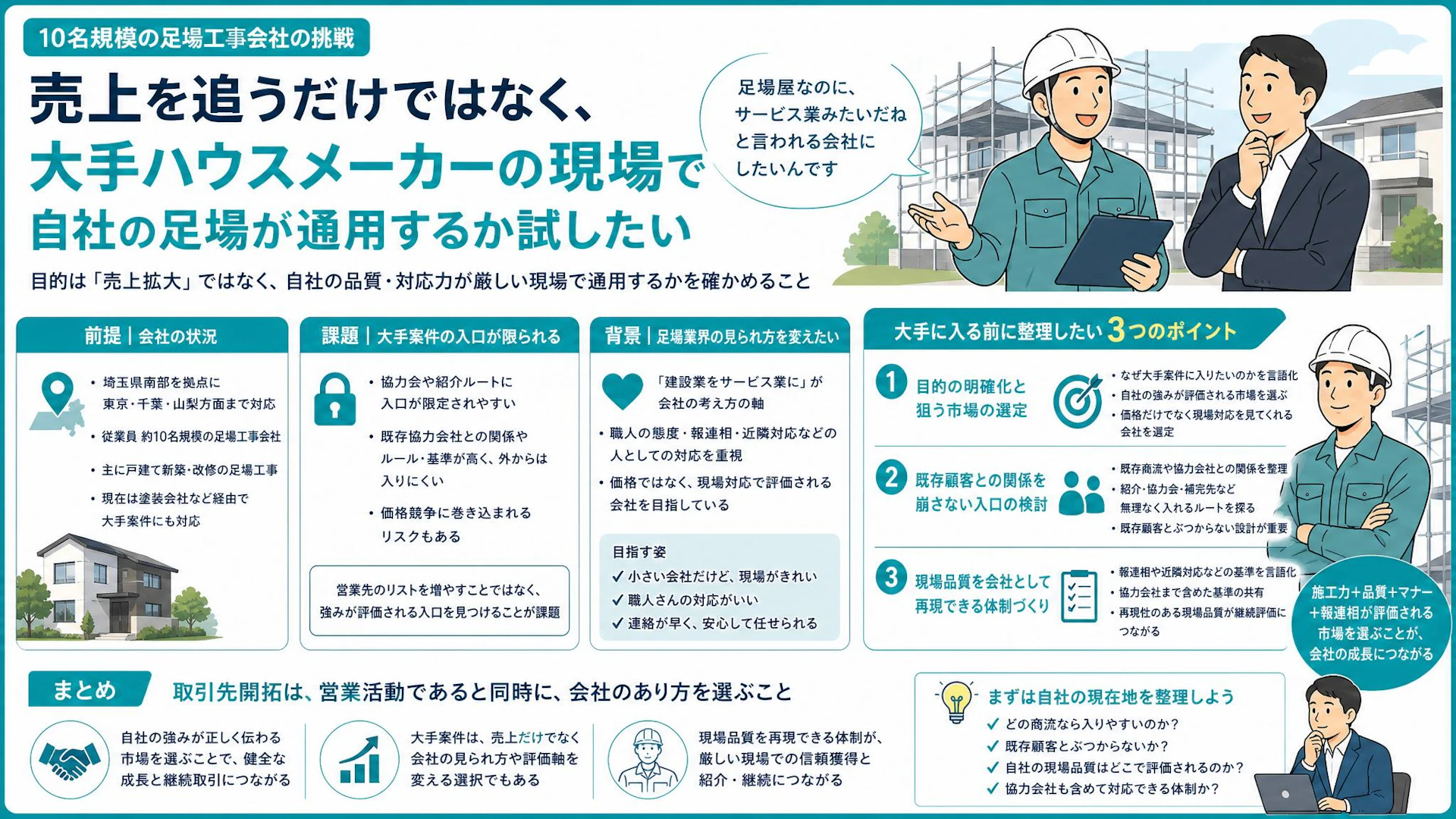 売上2倍ではなく現場品質を試したい――10名規模の足場工事会社が大手案件に入る条件