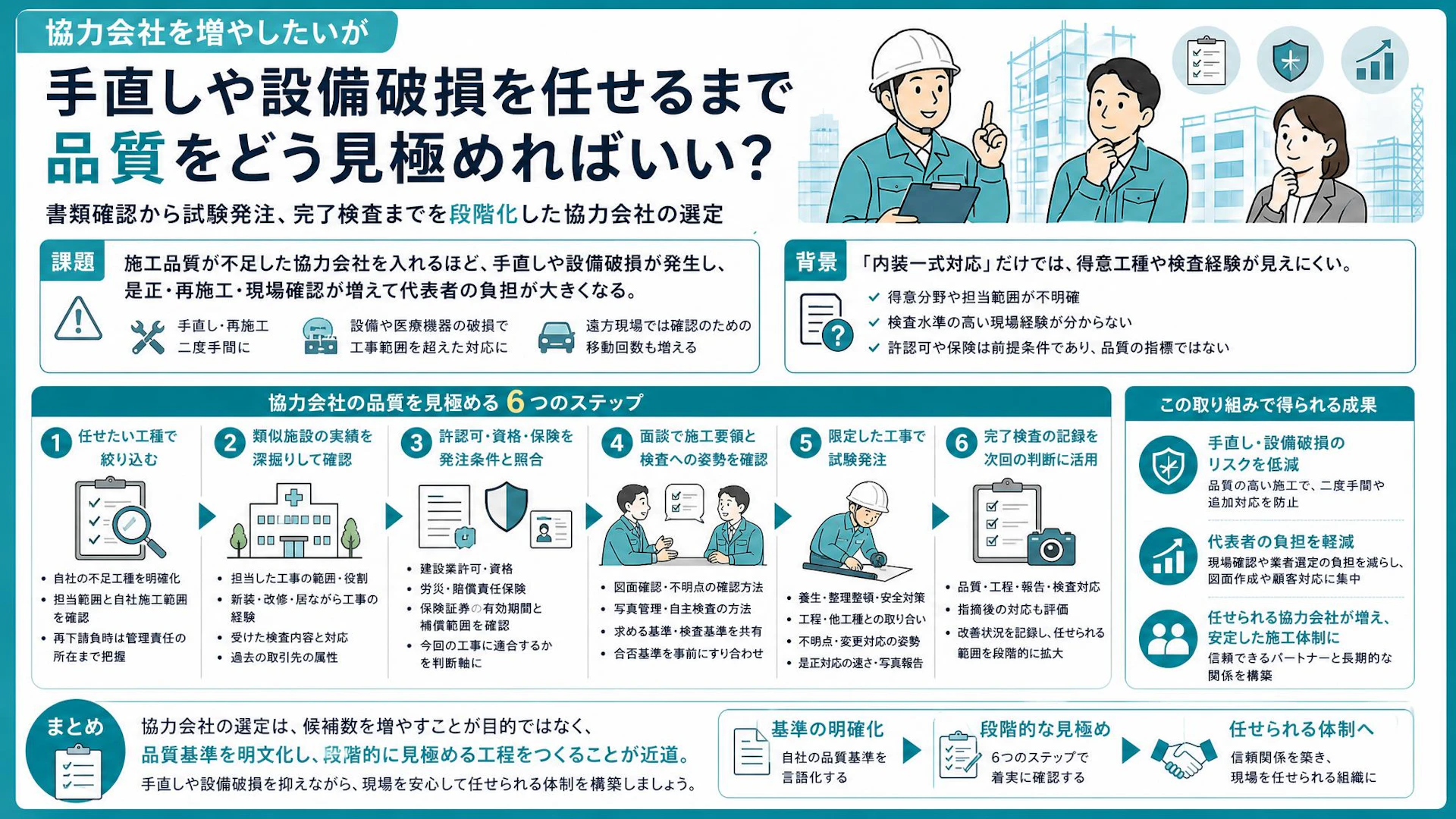 「内装一式対応」を信じていいか？クリニック工事で手直しを防ぐ協力会社の見極め方