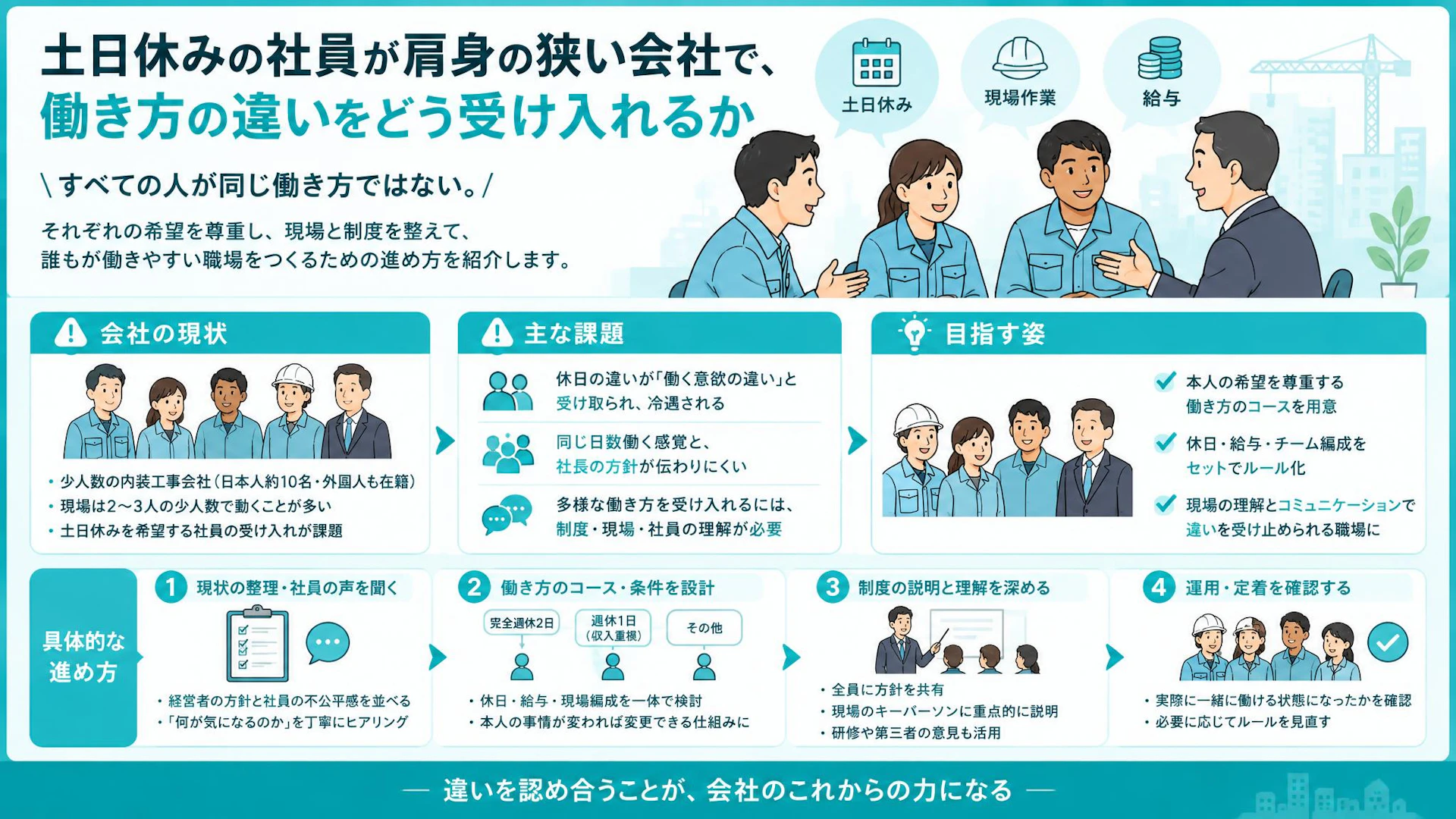 土日休みを認めても、現場が冷たい｜内装工事会社の休日ルールと受け入れ体制