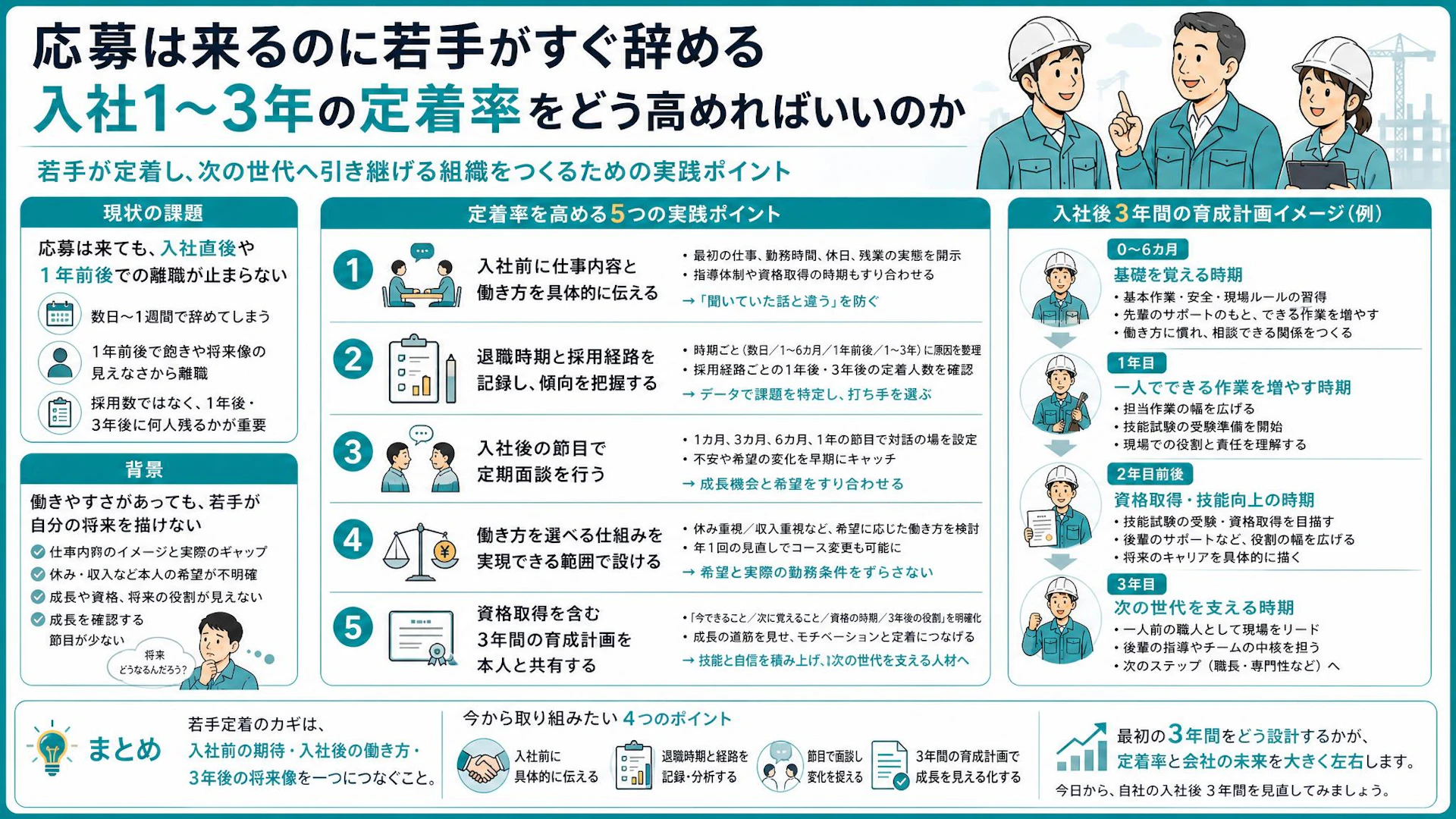 応募は来る、でも若手が辞める｜専門工事会社が見直す入社後3年間の定着・育成設計