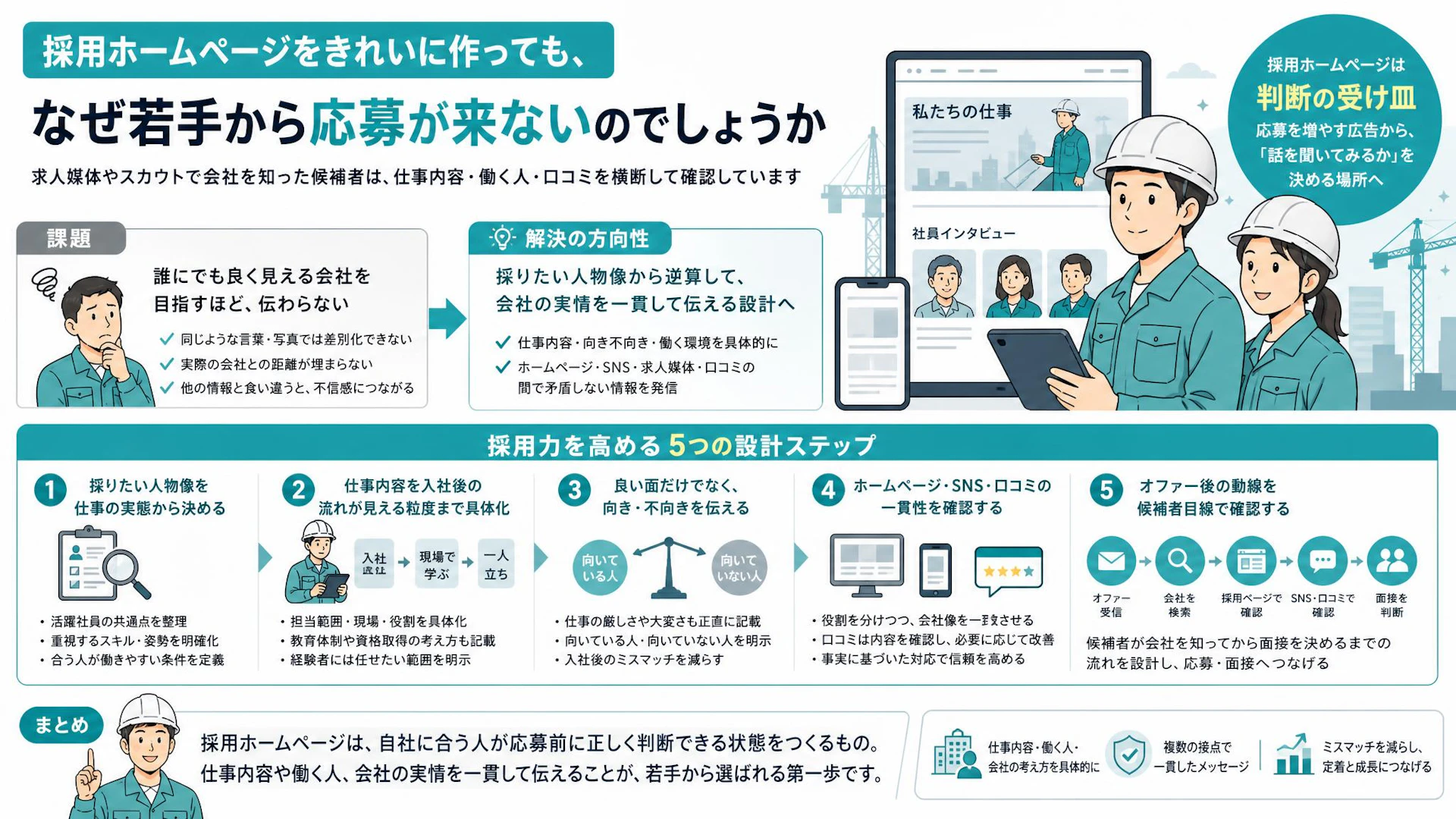 「100人に好かれる採用ページ」では人が来ない｜建設会社が採りたい1人に選ばれるホームページ設計
