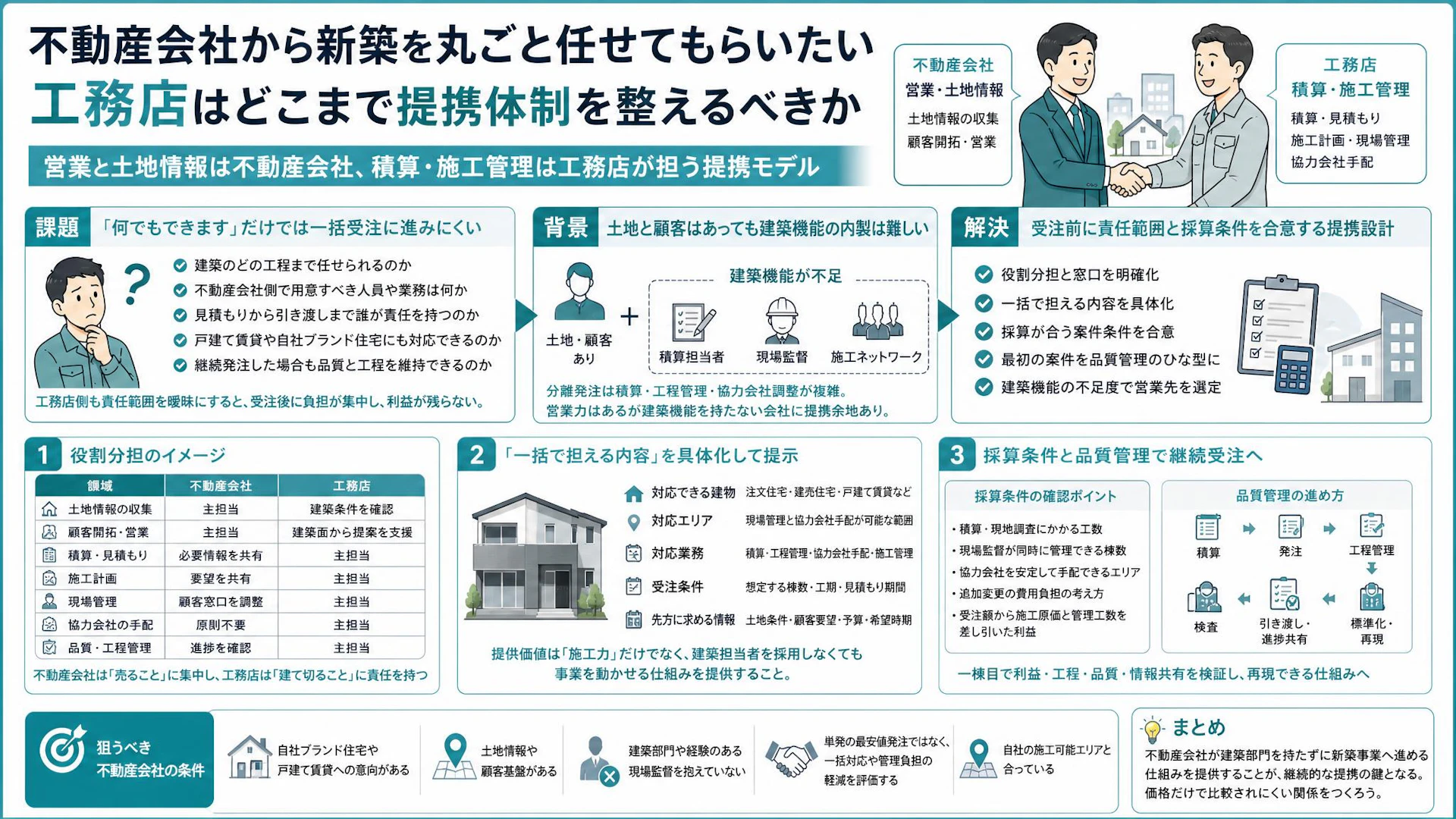 不動産会社は売る、工務店は建て切る｜少人数で新築を一括受注する提携設計