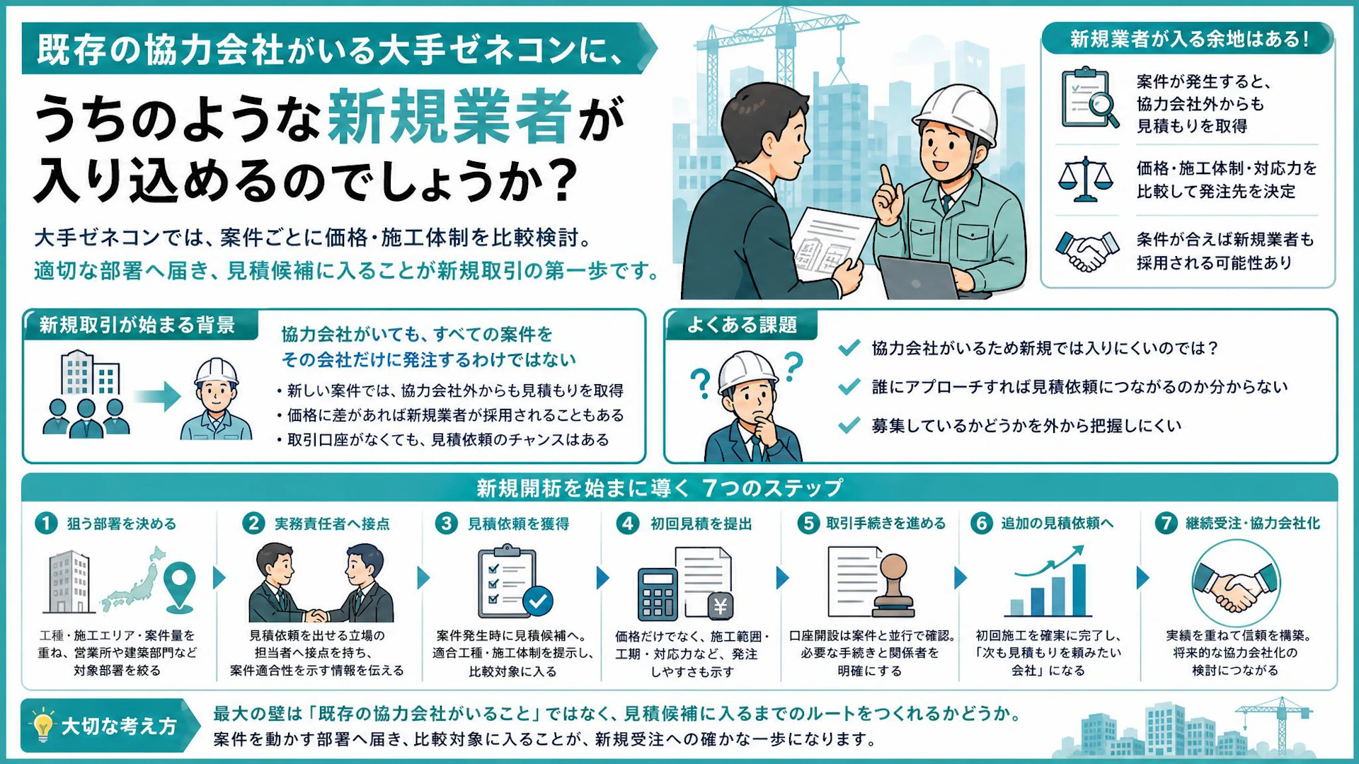既存協力会社がいても入れる｜売上10億円台の専門工事会社が大手ゼネコンを開拓する7段階