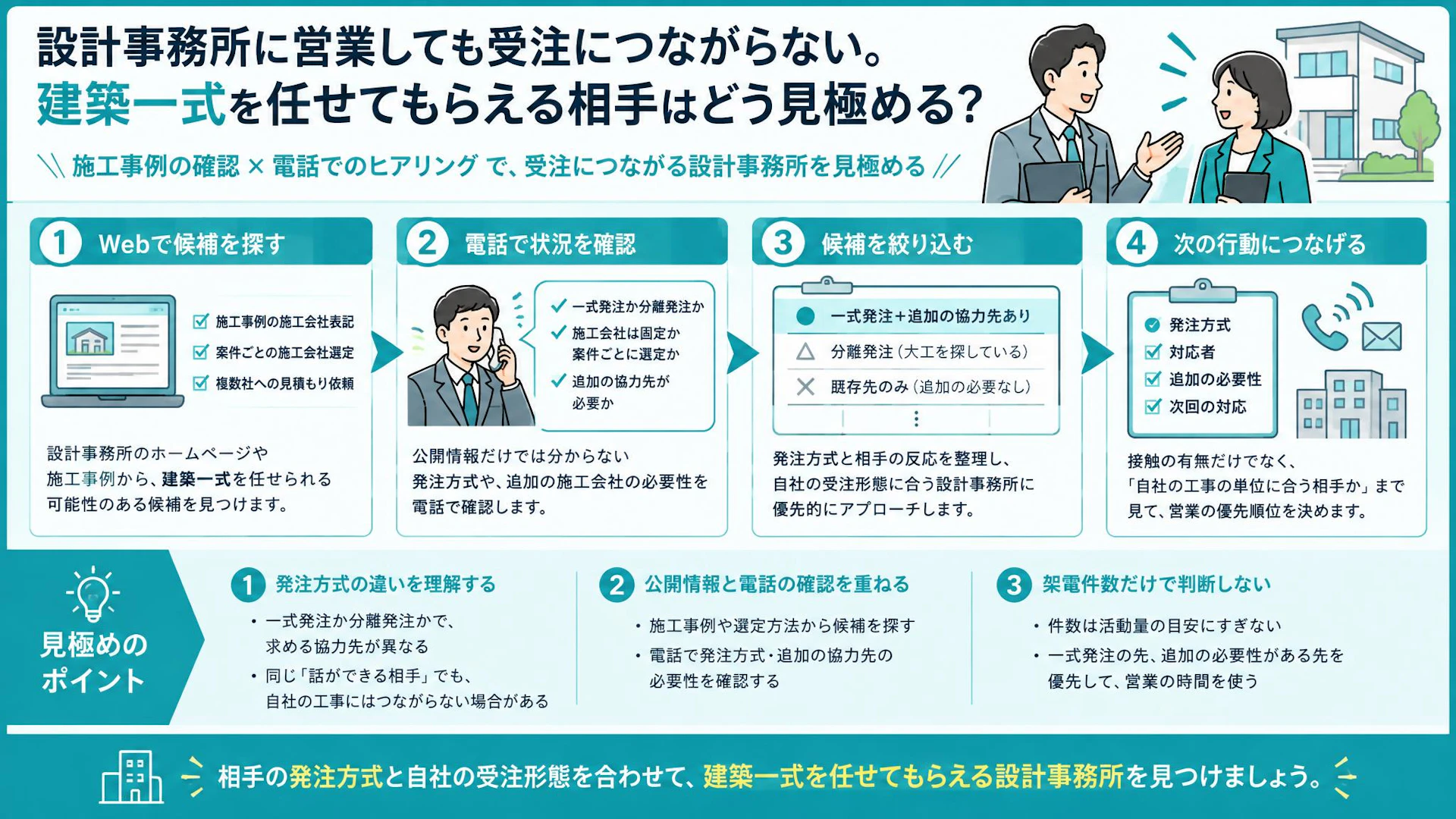話せた設計事務所が見込み先とは限らない｜建築一式を任せる営業先の見極め方