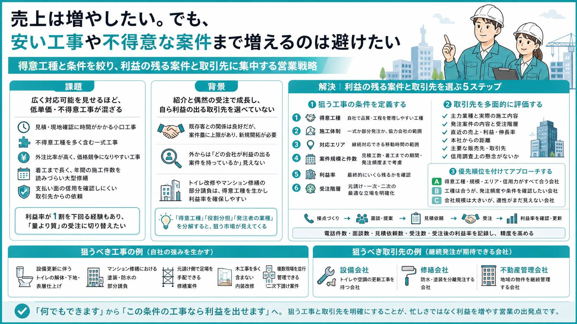 「何でもできます」では利益が残らない｜年商4億円の内装工事会社に学ぶ、案件と営業先の絞り方