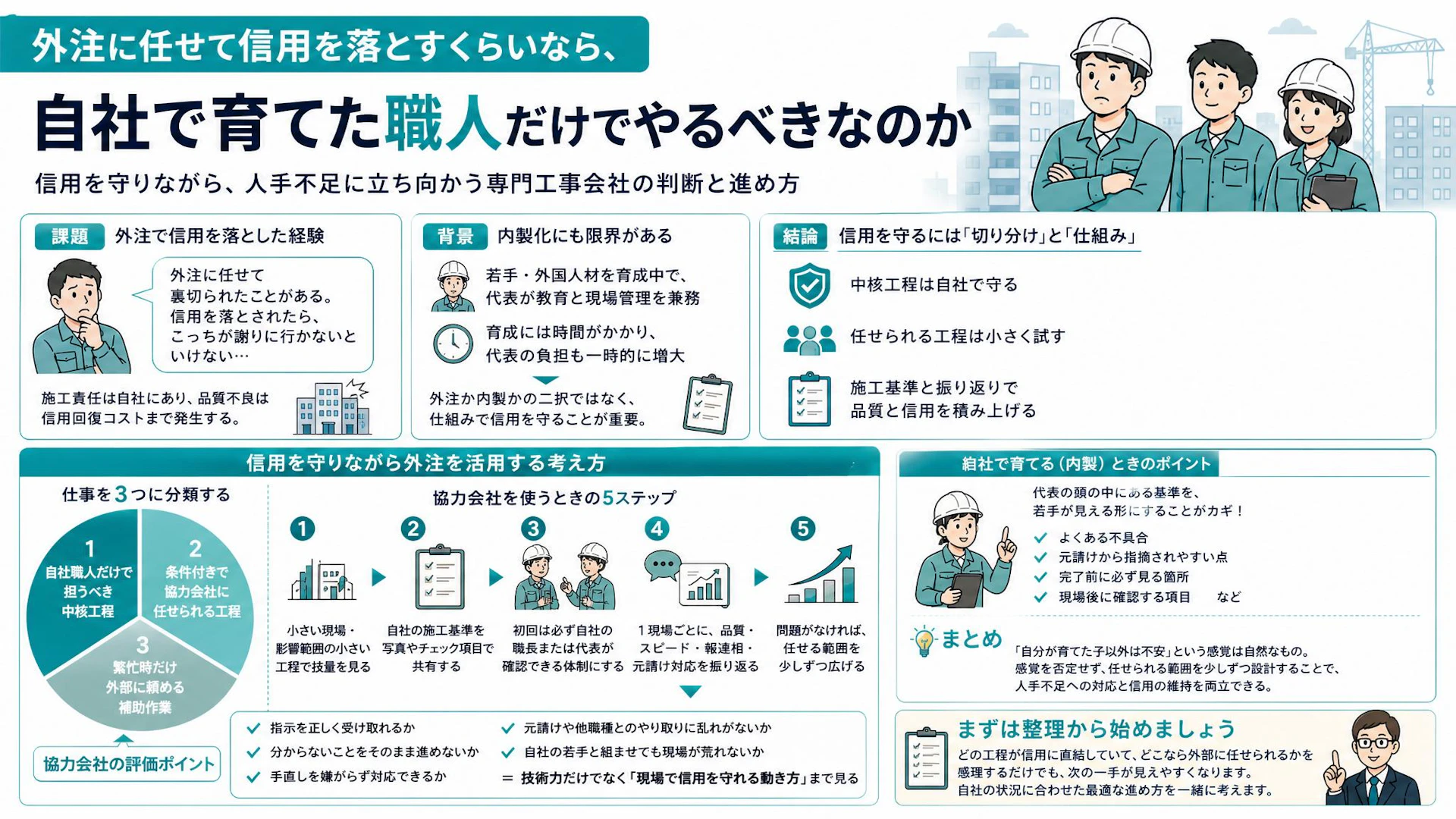 外注に任せて信用を落とした経験から考える、専門工事会社の協力会社活用術