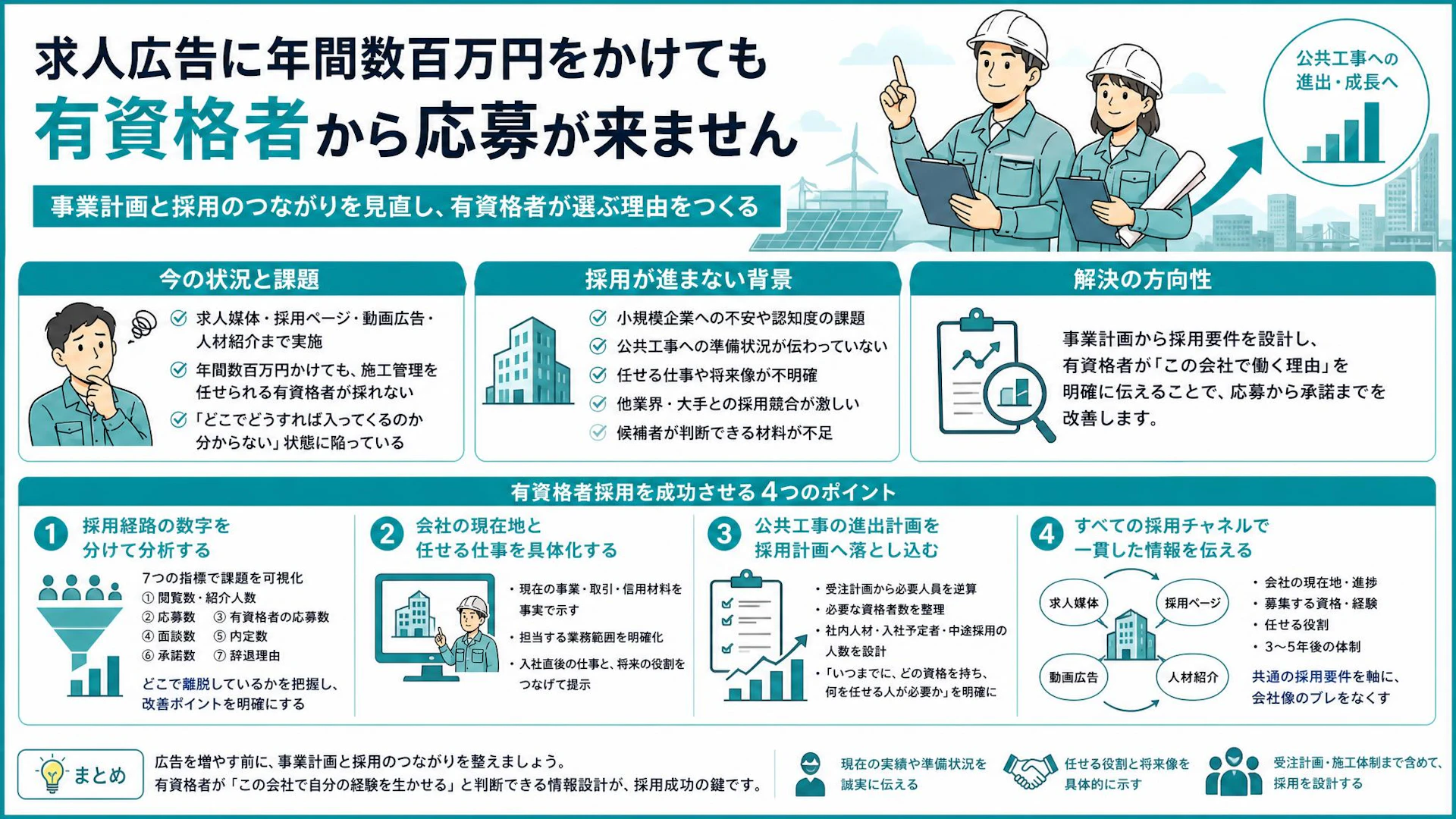 求人に年数百万円、それでも有資格者が採れない｜5人の建設会社が見直す採用設計