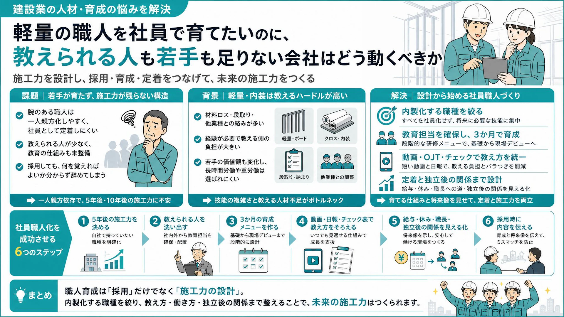 軽量職人を社員で抱えたいのに育てる人がいない｜一人親方依存から施工力を残す設計