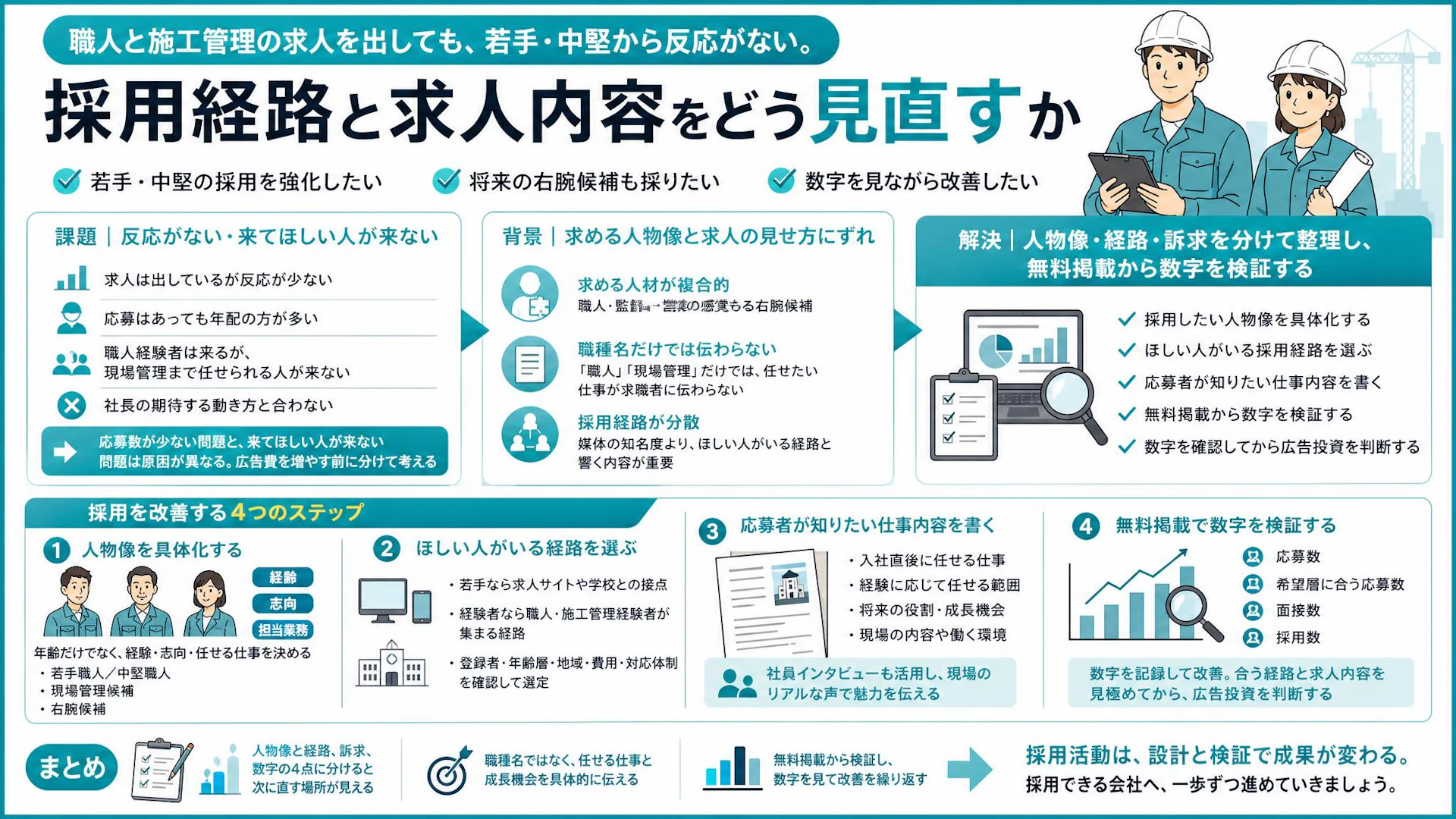 求人を出しても若手・中堅が来ない―建設会社が見直すべき採用経路と求人内容