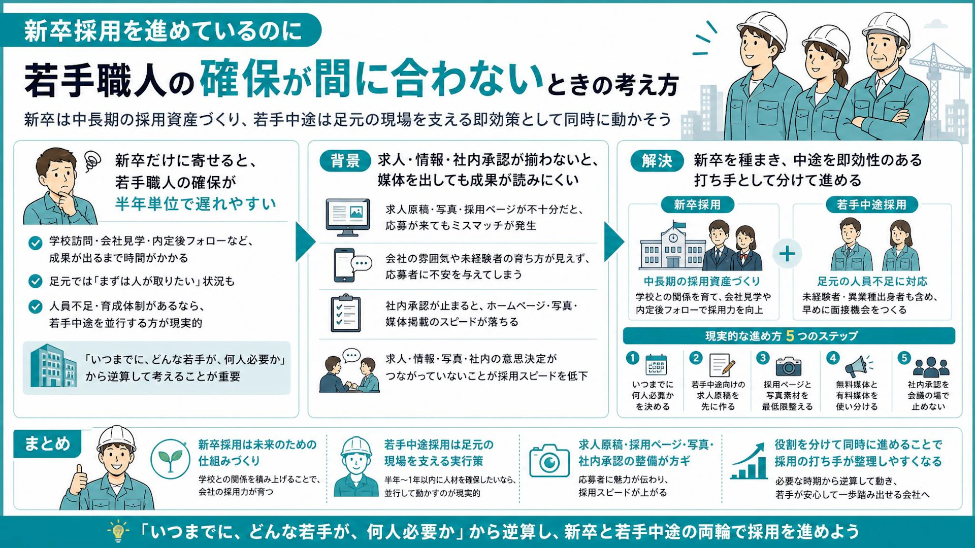 若手職人を半年以内に採るには｜新卒採用と第二新卒・若手中途を分けて動かす考え方