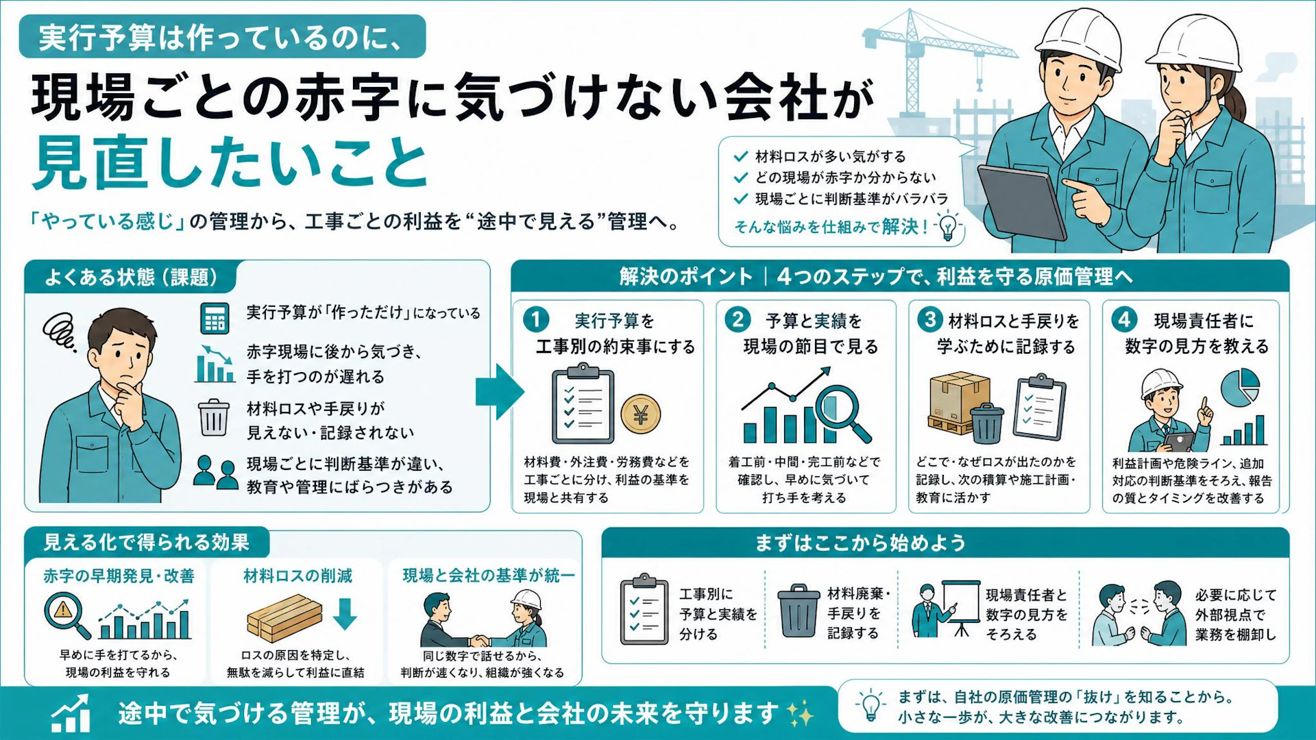 実行予算がやっている感じで終わる会社へ｜材料ロスと赤字現場を途中で見抜く原価管理
