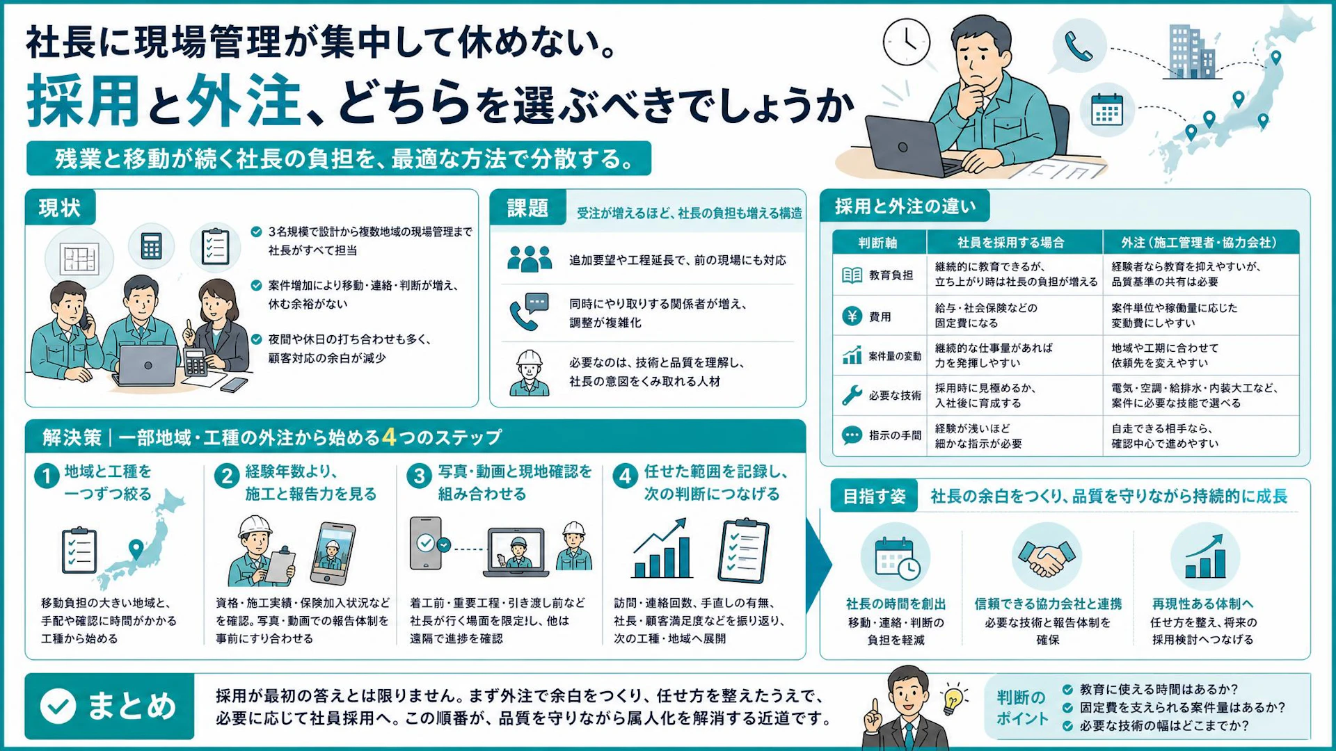 受注が増えるほど社長が休めない――3名の内装会社が「採用より外注」を選ぶ現場管理術