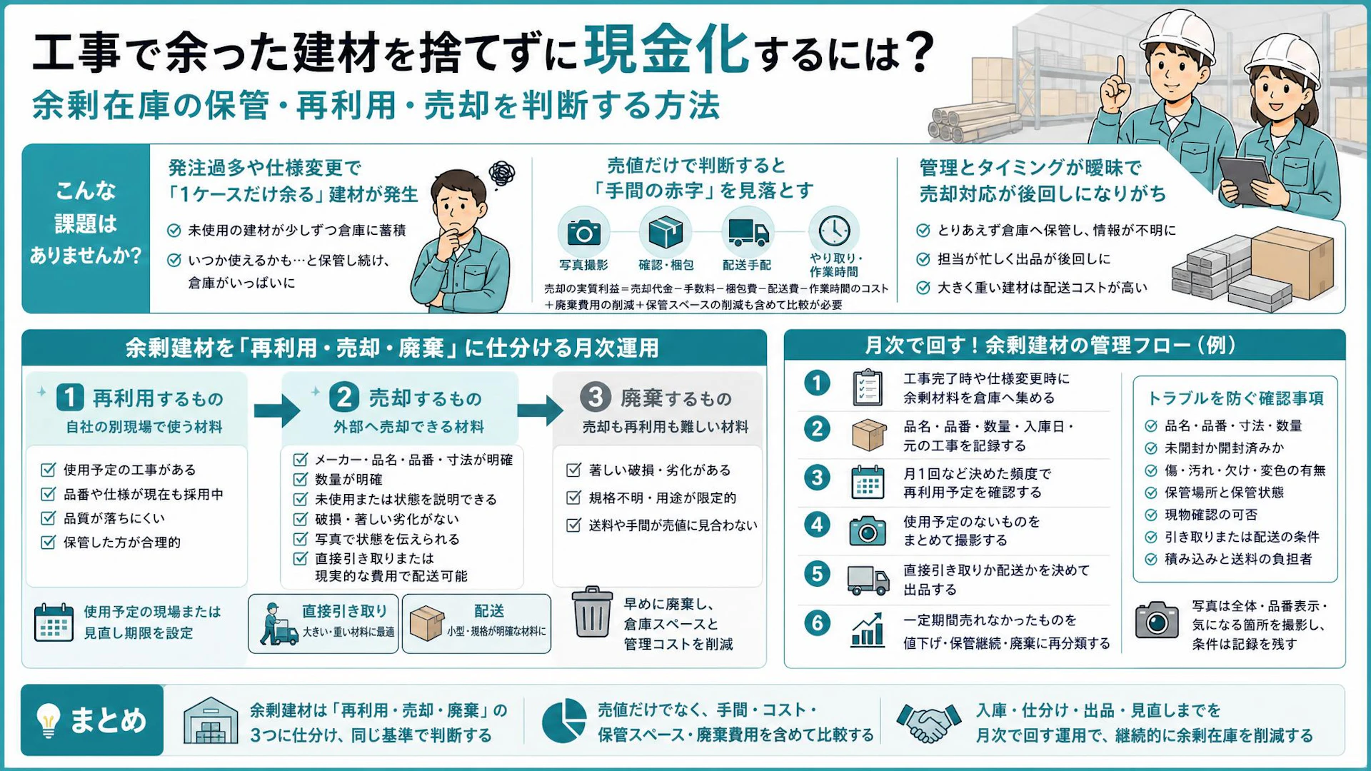 「1ケースだけ余る」が倉庫を埋める　設備工事会社の余剰建材を減らす月次在庫管理