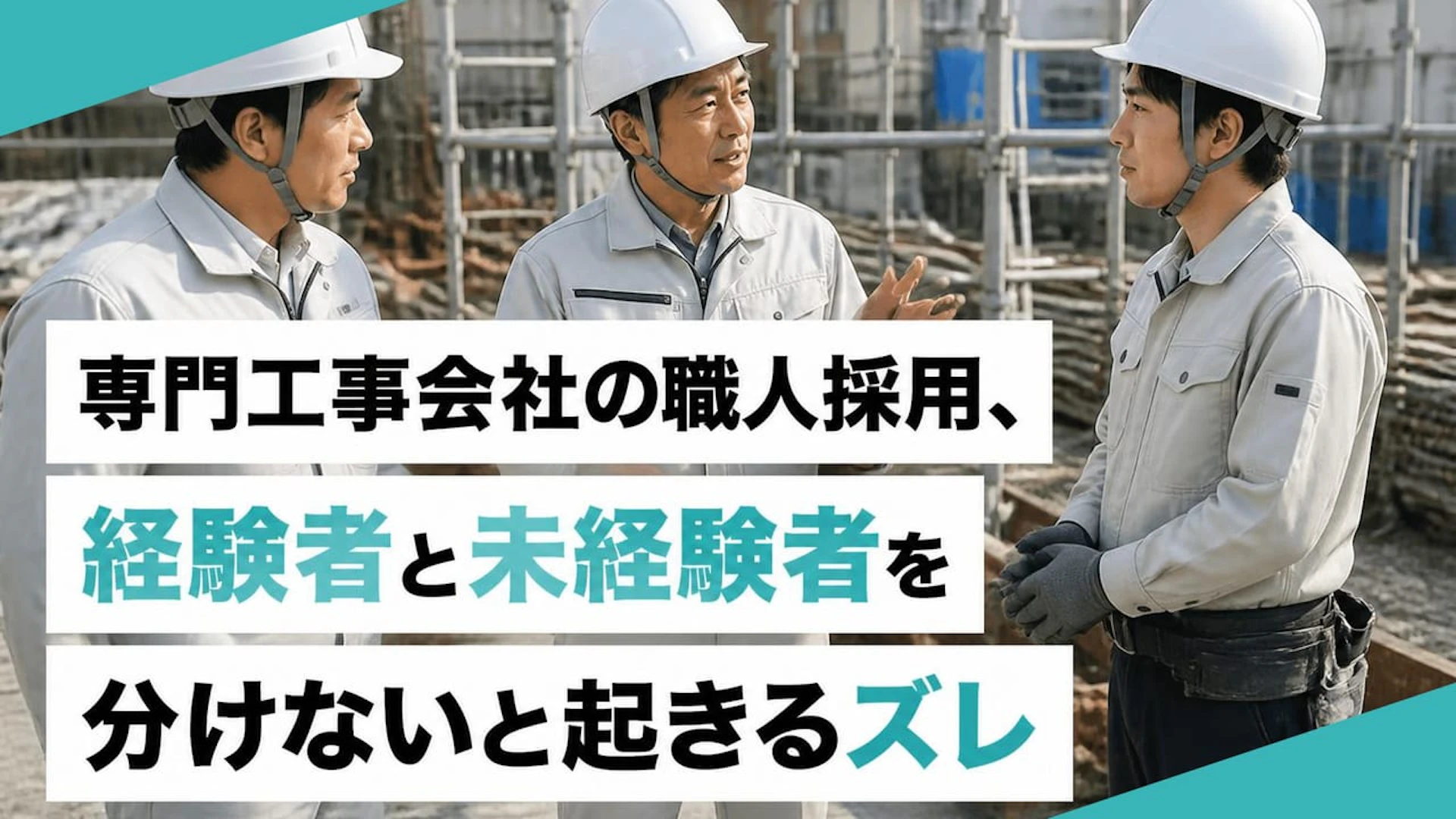 専門工事会社の職人採用、経験者と未経験者を分けないと起きるズレ