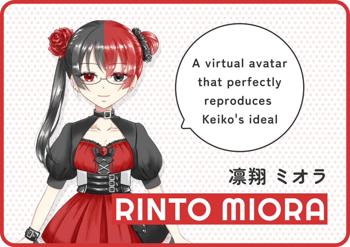 A virtual avatar that perfectly reproduces Keiko's ideal, Rinto Miora.