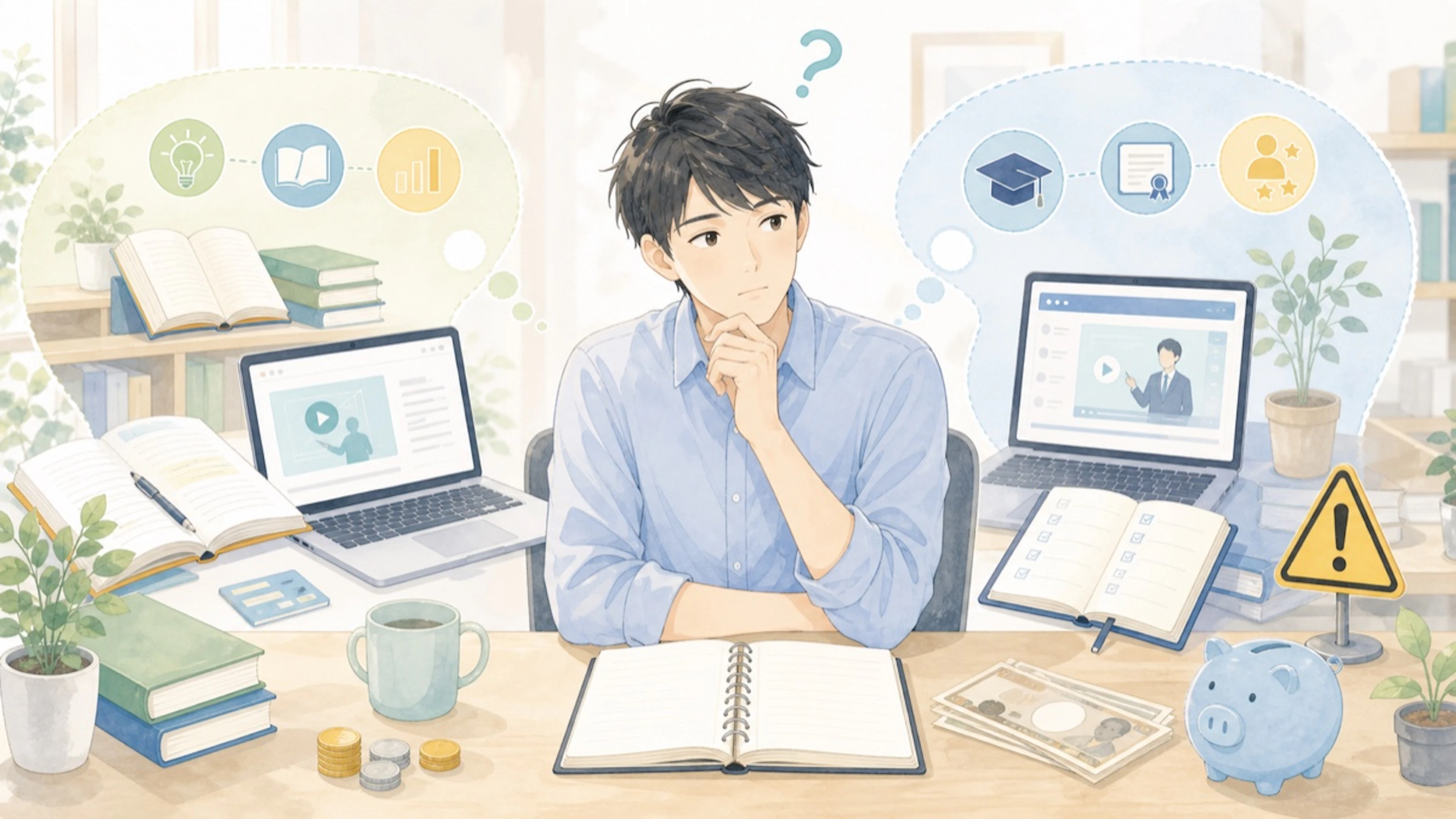 会社員の副業、独学と講座どっちがいい？お金の学び方と失敗しない選び方