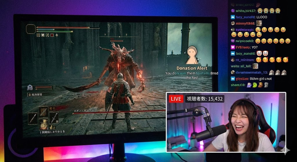 配信者が配信をしているイメージ画像